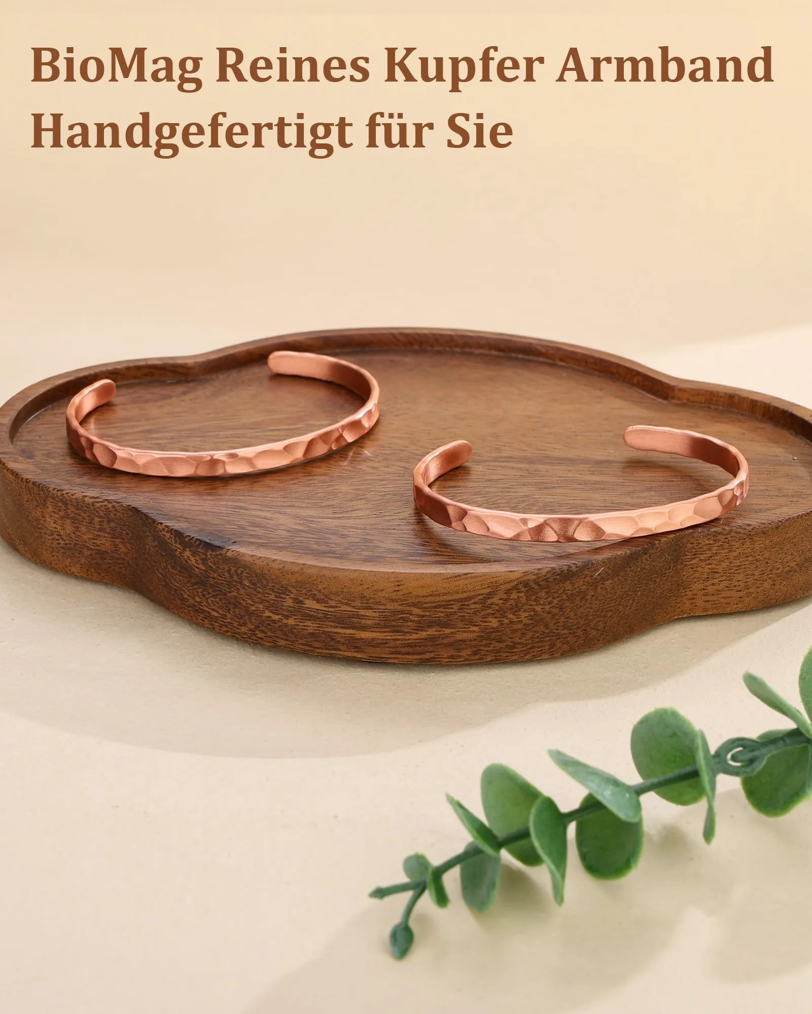 BioMag Bracciale da donna in rame puro martellato fatto a mano, Taglia unica - immagine 5