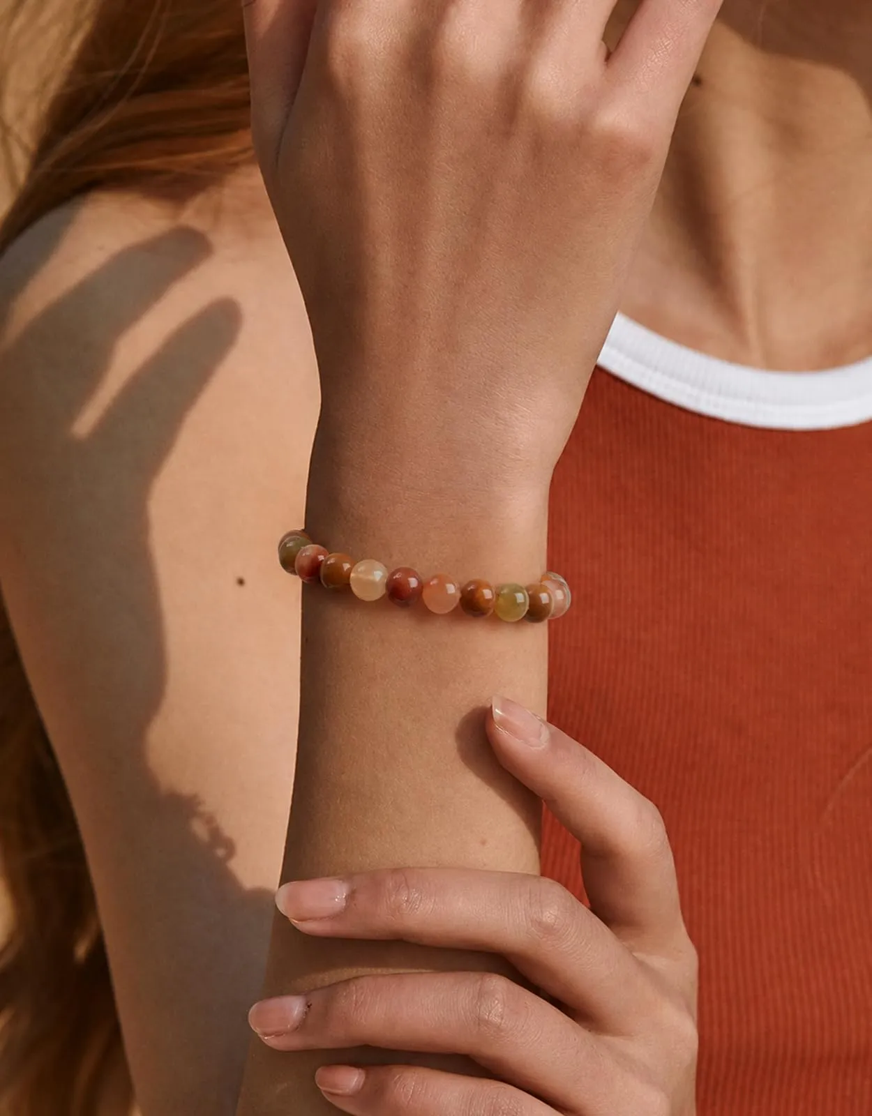 Landorilo Bracciale in Pietre Naturali Agata Colorata per Donna e Uomo - immagine 3