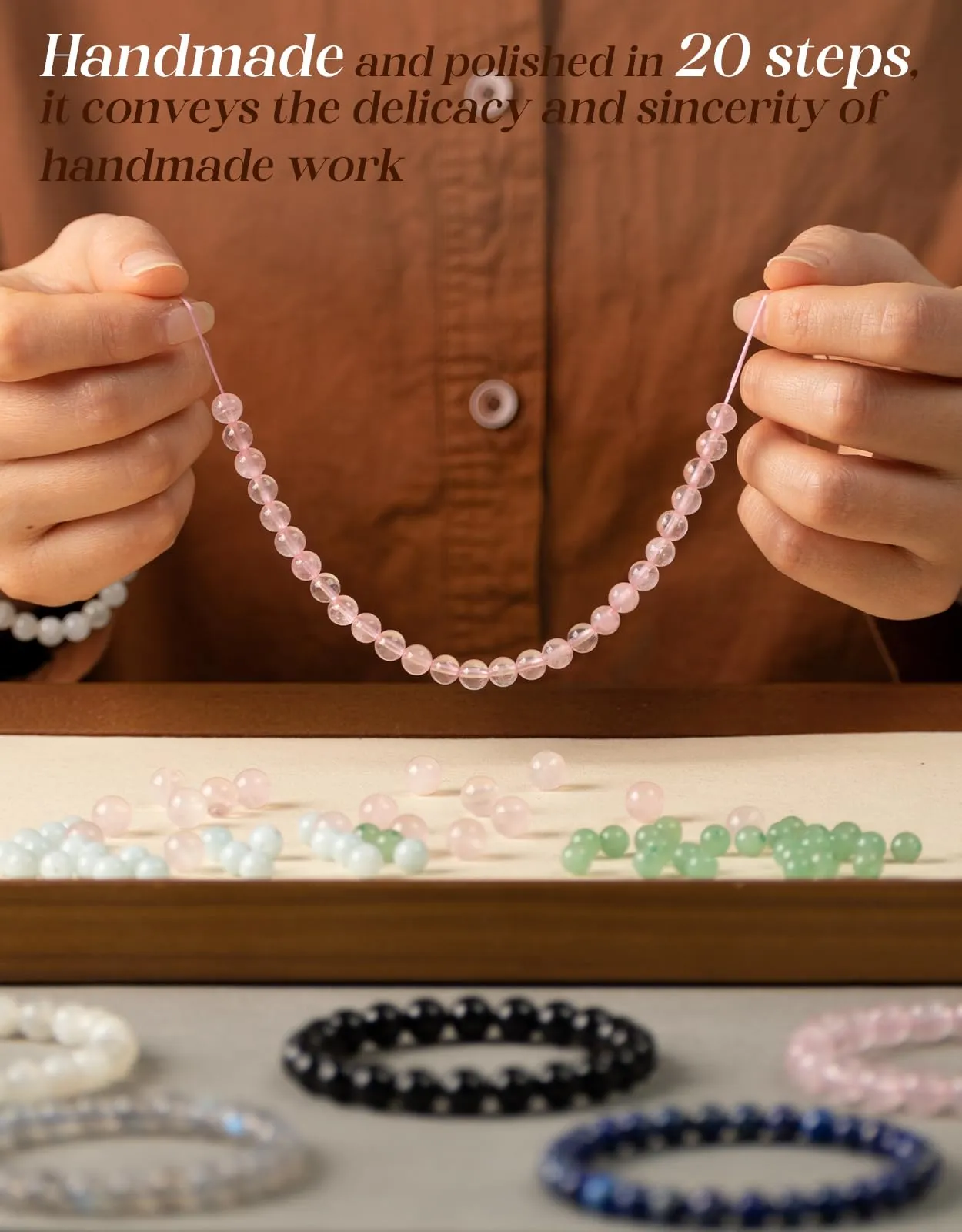 Landorilo Bracciale in Pietre Naturali Unakite per Donna e Uomo - immagine 6