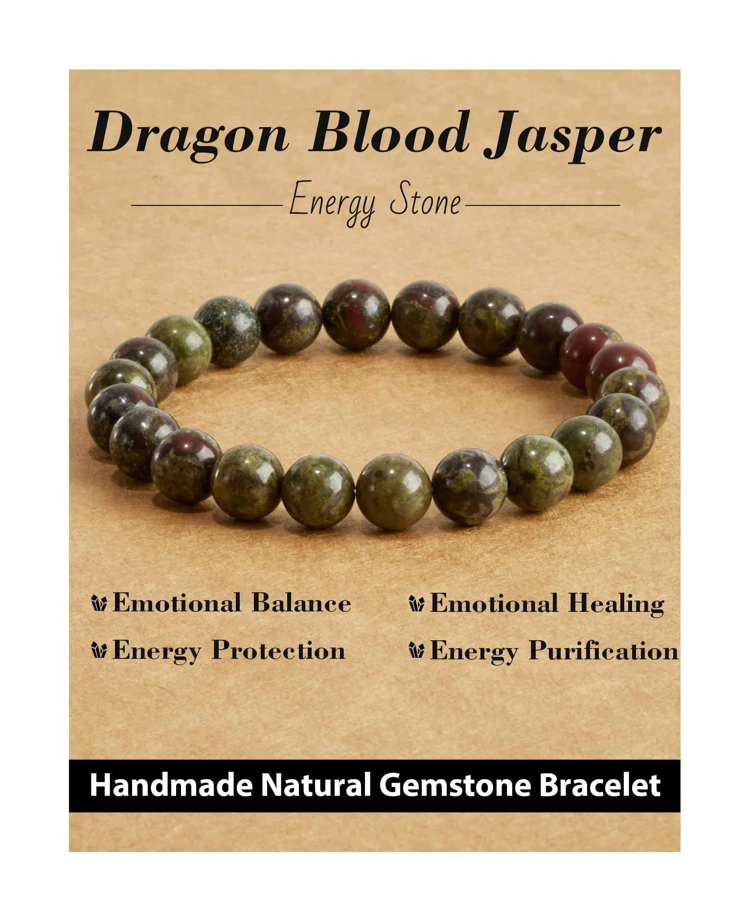 Landorilo Bracciale in Pietre Naturali Jaspe Sangre Dragón per Donna e Uomo - immagine 1