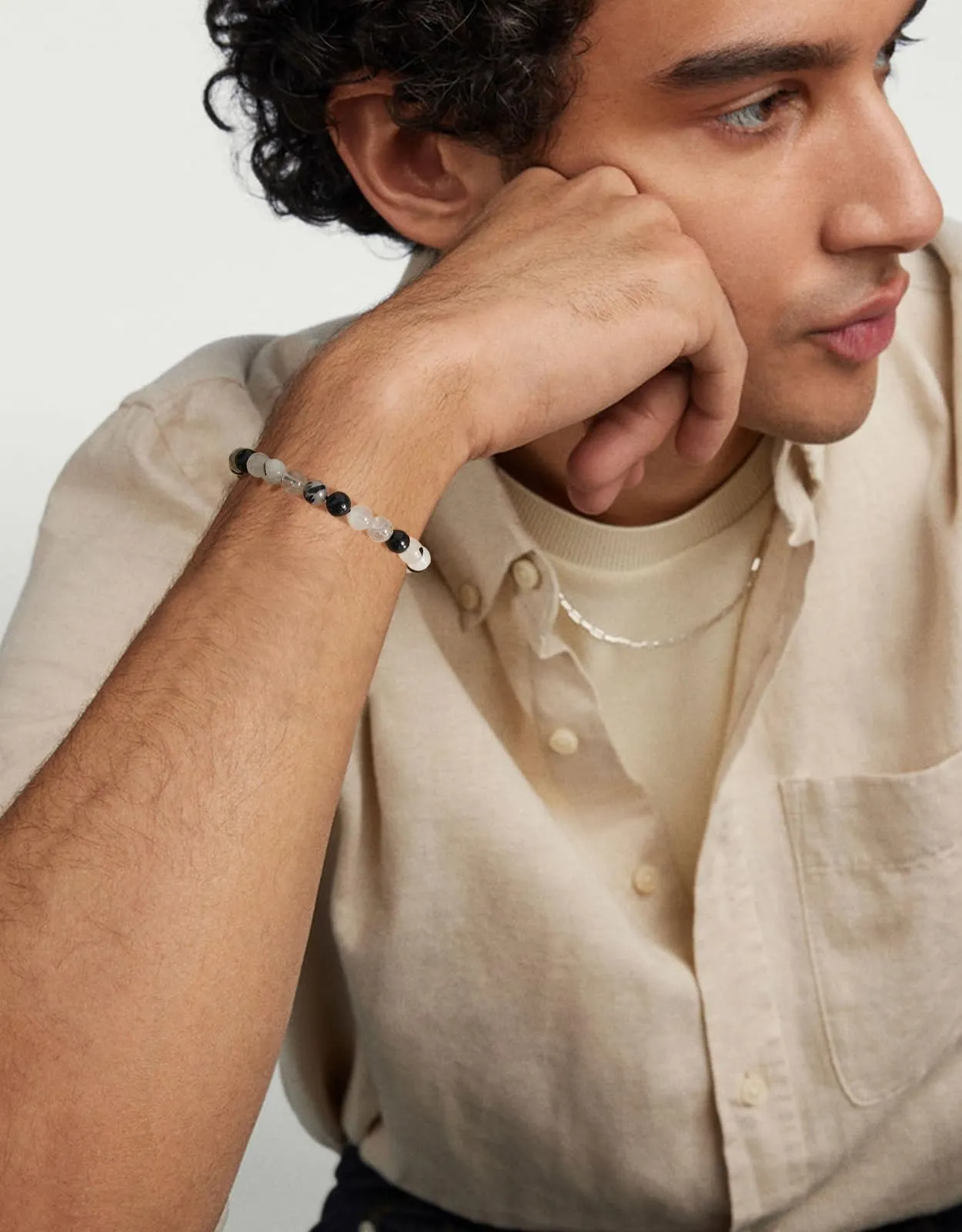 Landorilo Bracciale in Pietre Naturali Quarzo Tormalino per Donna e Uomo - immagine 2