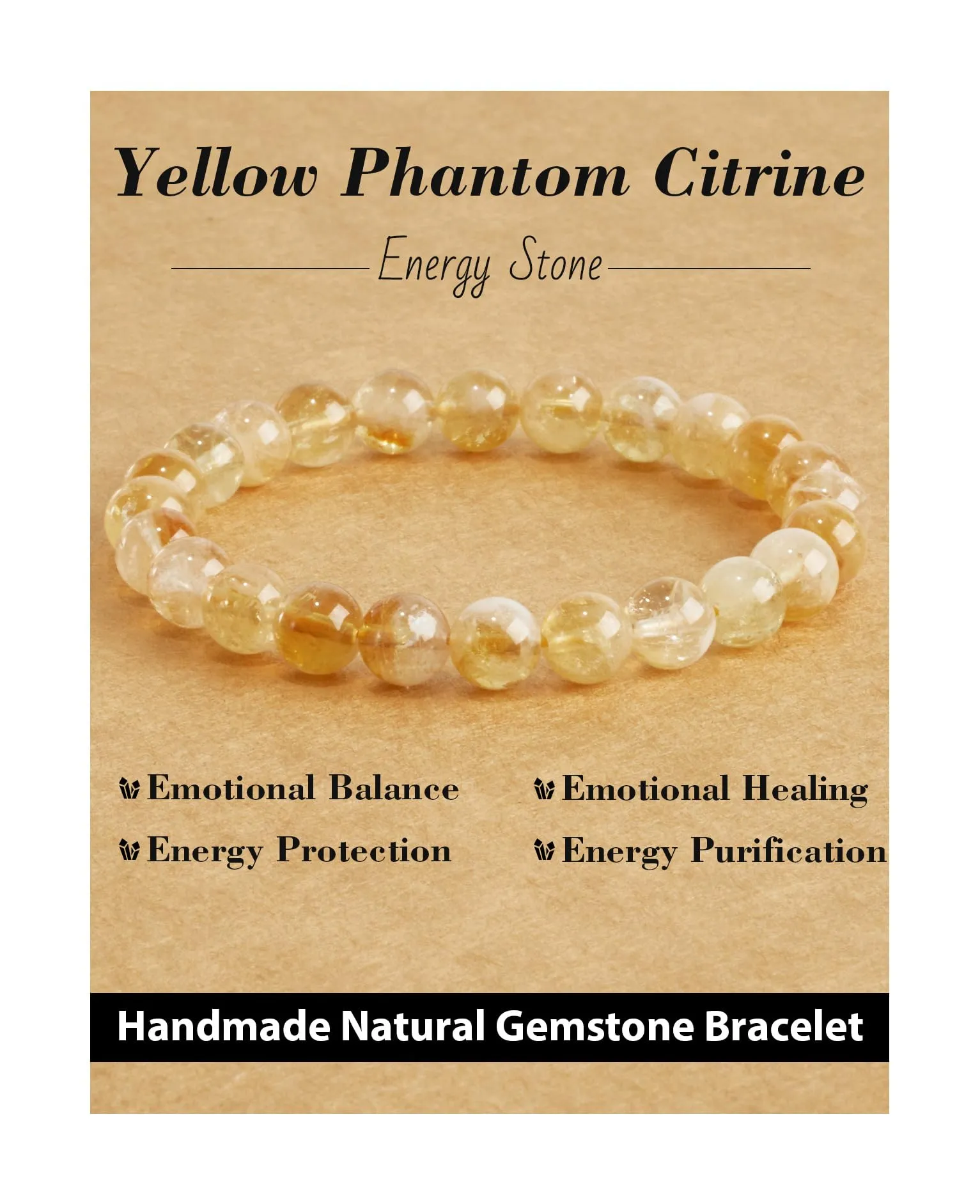 Landorilo Bracciale in Pietre Naturali Citrino Fantasma per Donna e Uomo - immagine 1