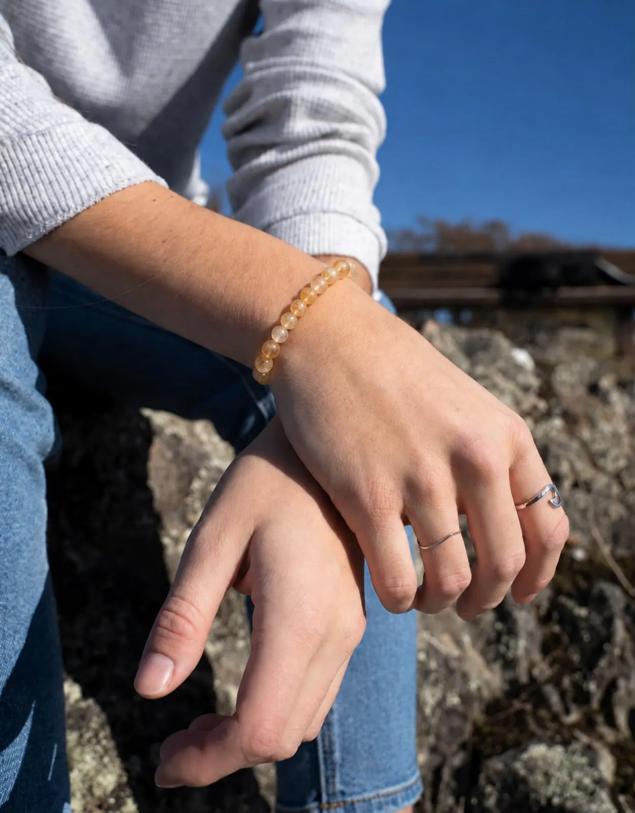 Landorilo Bracciale in Pietre Naturali Citrino Fantasma per Donna e Uomo - immagine 2