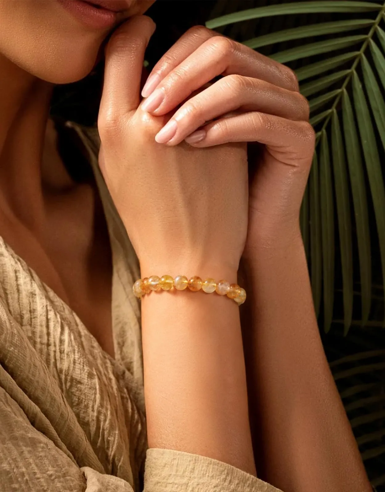 Landorilo Bracciale in Pietre Naturali Citrino Fantasma per Donna e Uomo - immagine 3