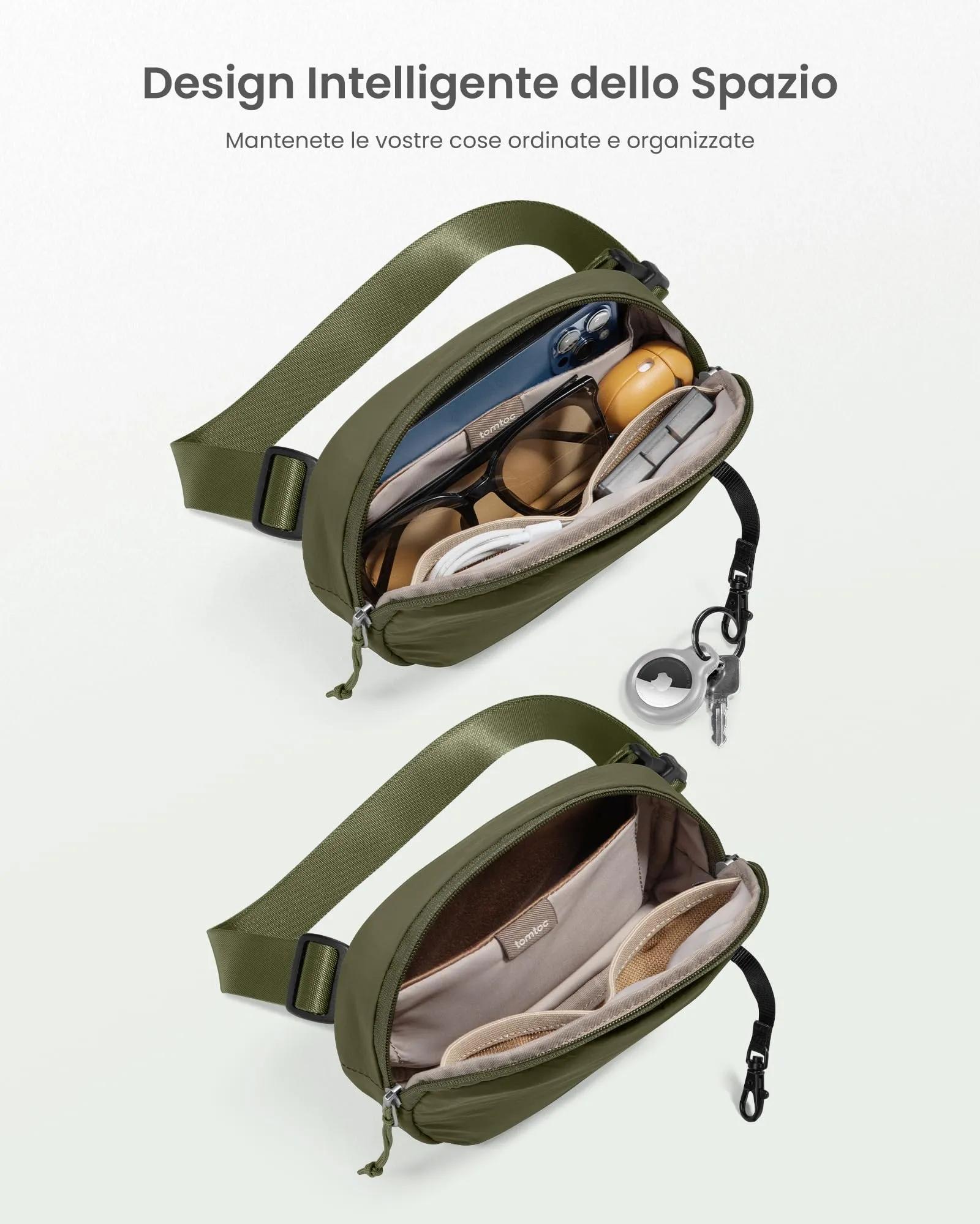 tomtoc Borsa a Tracolla da Donna con Protezione RFID, 1,5 L, Impermeabile, Verde - immagine 3