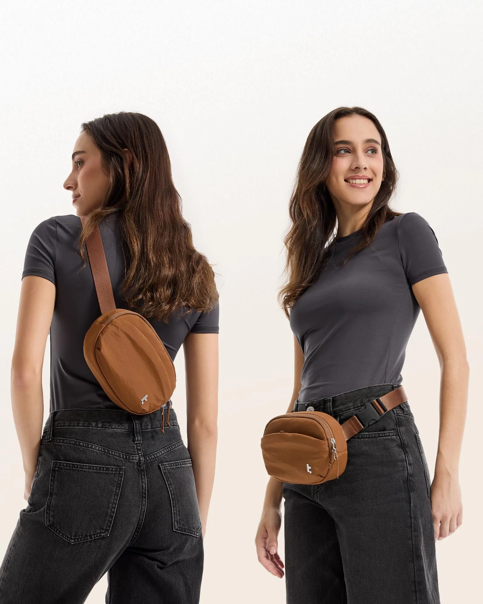 tomtoc Marsupio da Donna con Protezione RFID, 1,5 L, Borsa a Tracolla Impermeabile, Caramello - immagine 2