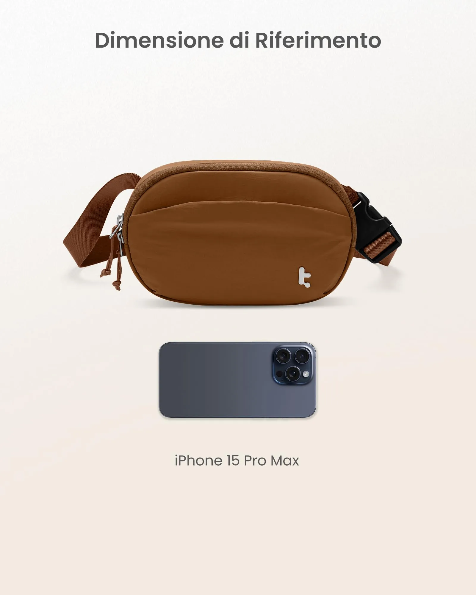 tomtoc Marsupio da Donna con Protezione RFID, 1,5 L, Borsa a Tracolla Impermeabile, Caramello - immagine 7