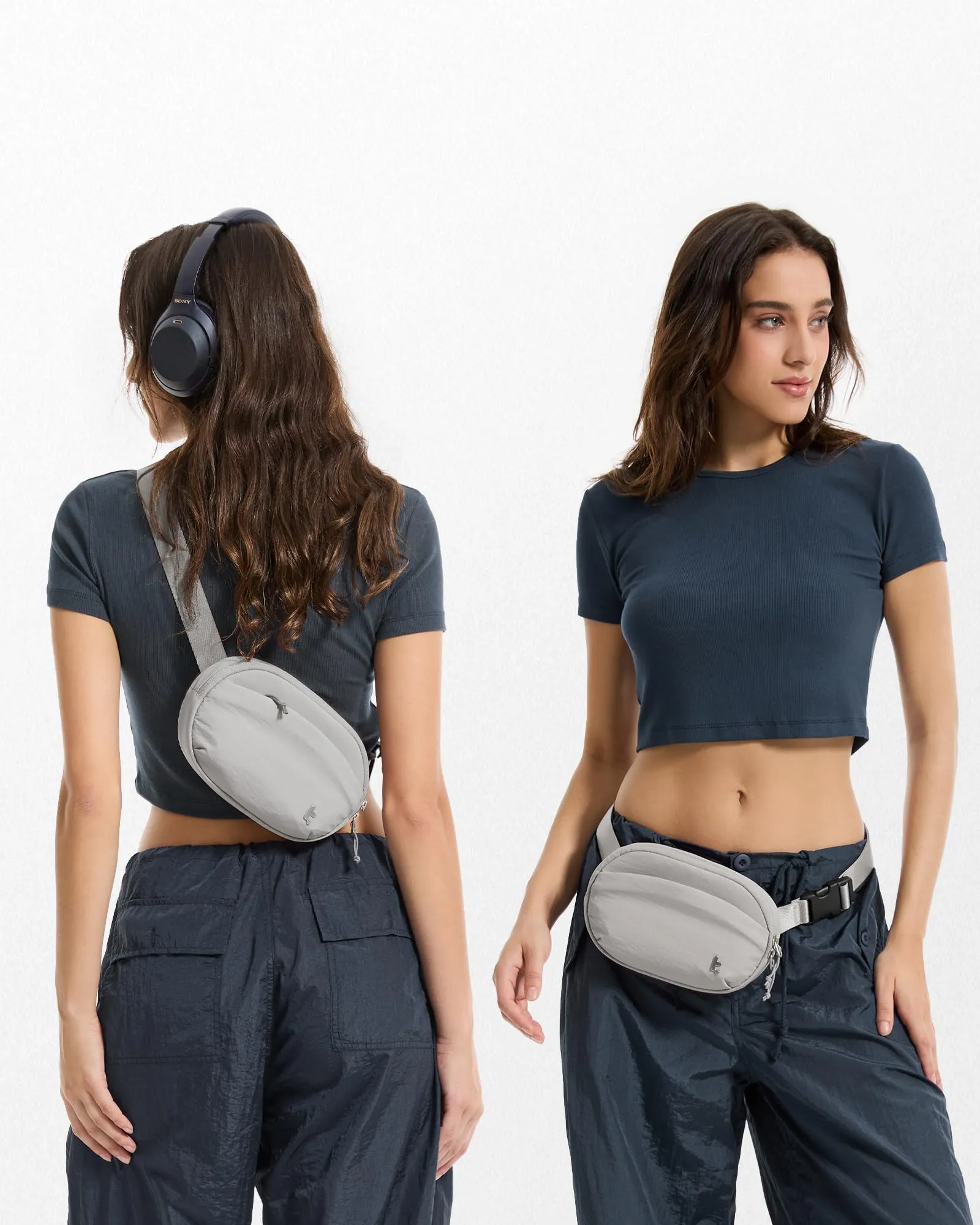 tomtoc Marsupio da Donna con Protezione RFID, 1,5 L, Grigio - immagine 6
