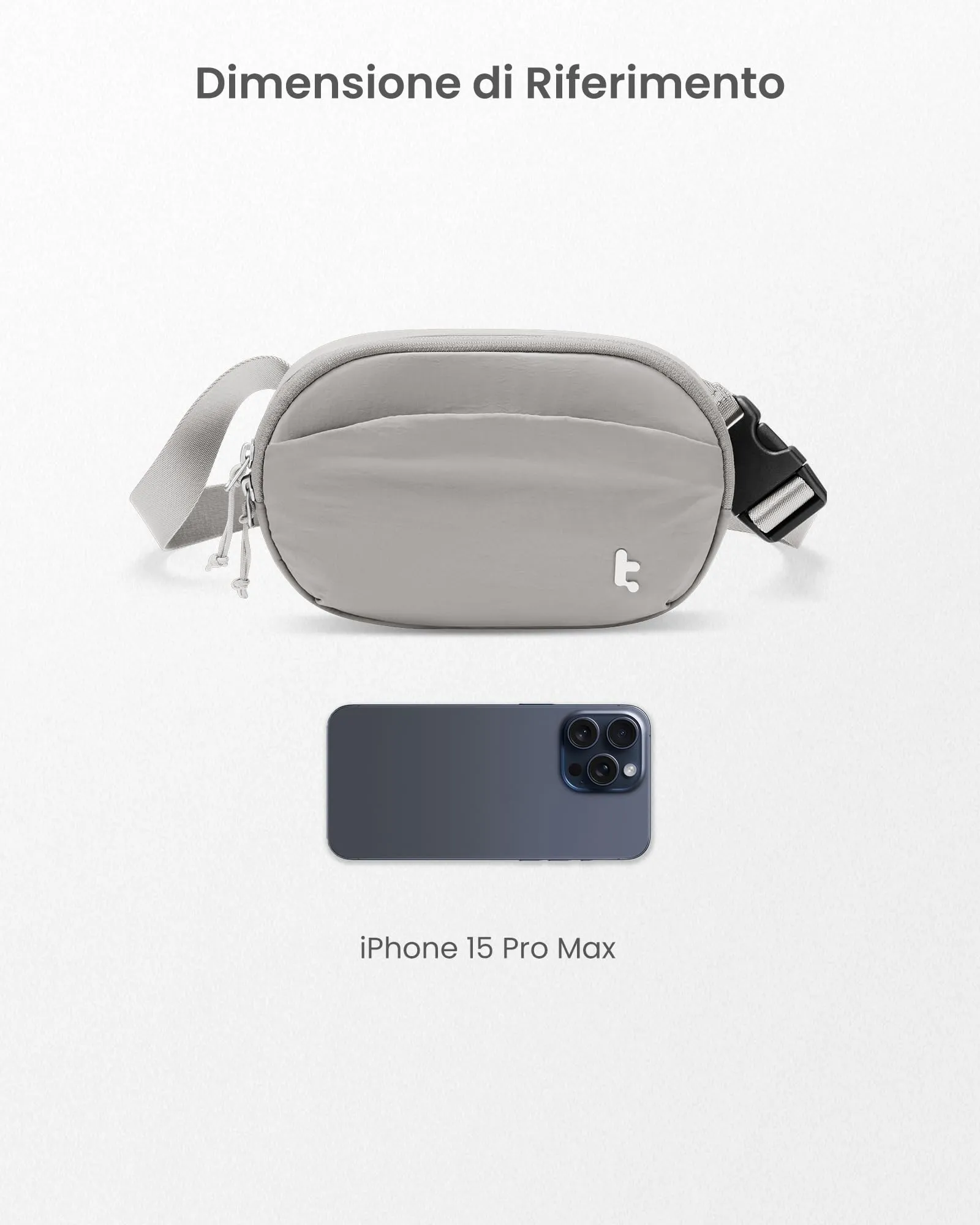 tomtoc Marsupio da Donna con Protezione RFID, 1,5 L, Grigio - immagine 8