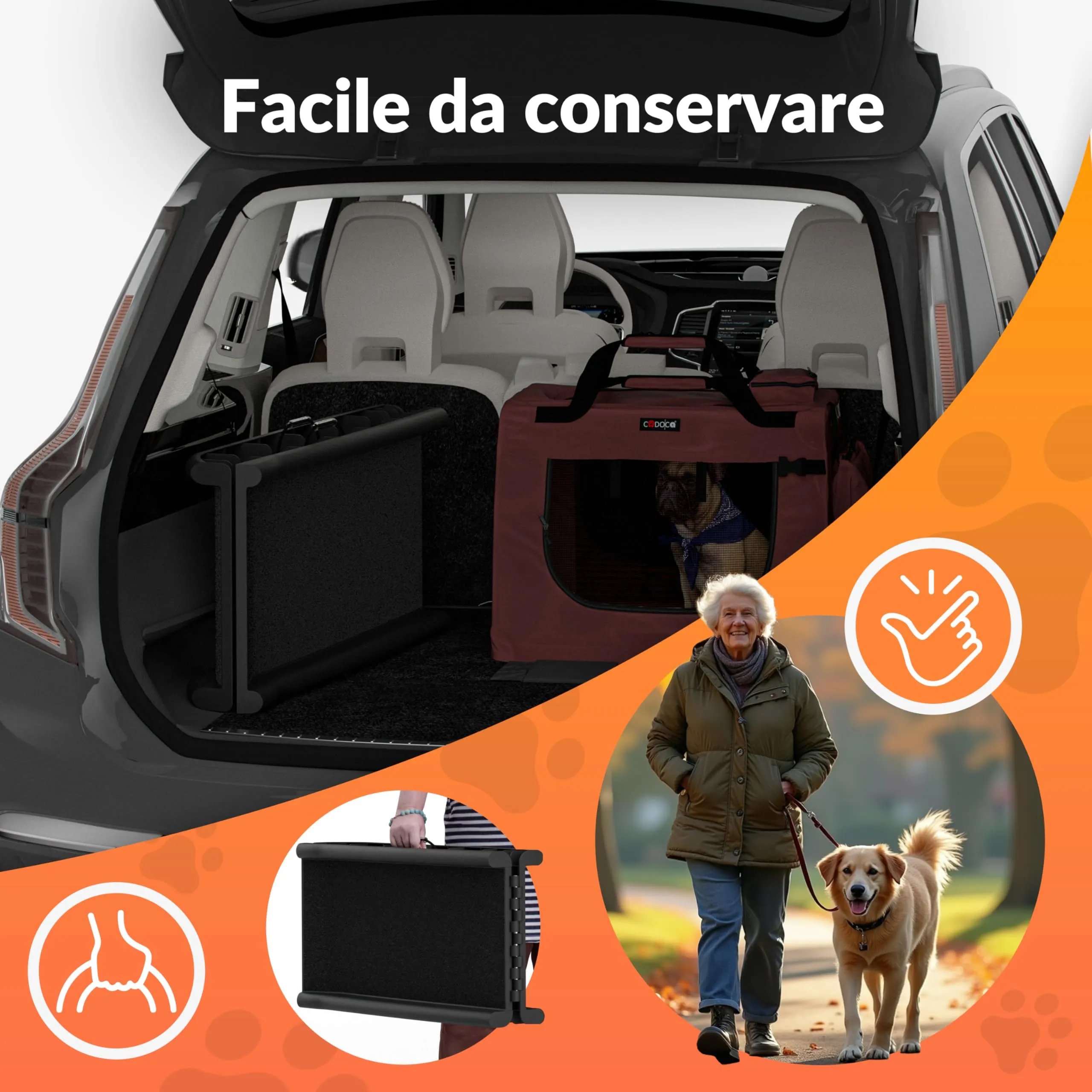 Cadoca Rampa per Cani Auto Pieghevole Antiscivolo 156x40cm Capacità 90kg - immagine 3