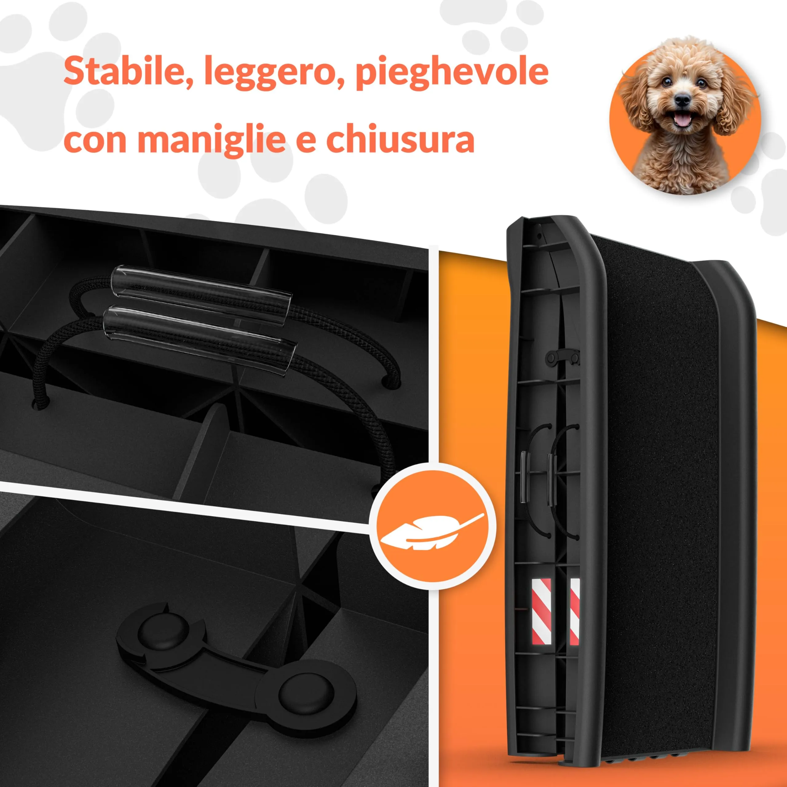 Cadoca Rampa per Cani Auto Pieghevole Antiscivolo 156x40cm Capacità 90kg - immagine 4
