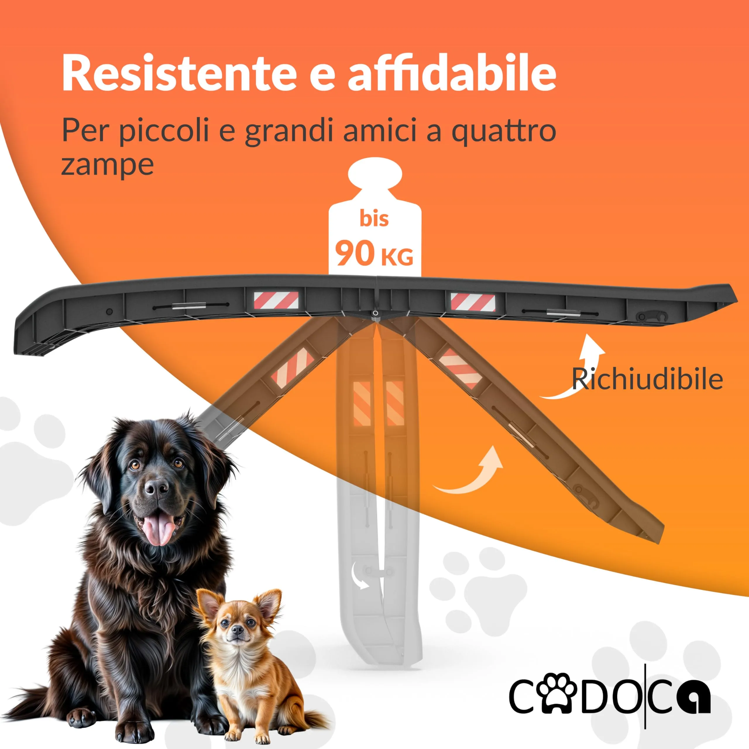 Cadoca Rampa per Cani Auto Pieghevole Antiscivolo 156x40cm Capacità 90kg - immagine 6