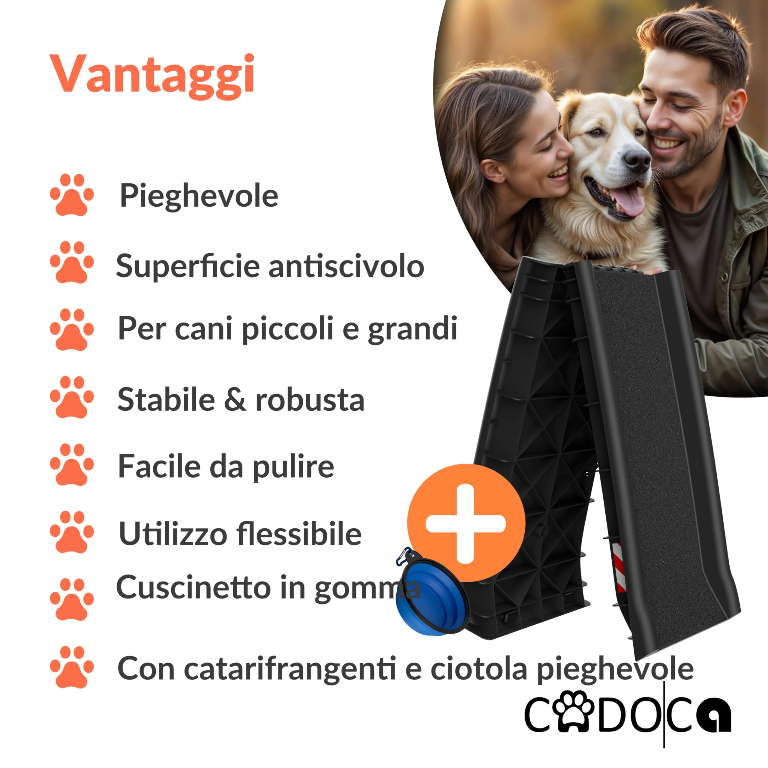 Cadoca Rampa per Cani Auto Pieghevole Antiscivolo 156x40cm Capacità 90kg - immagine 7