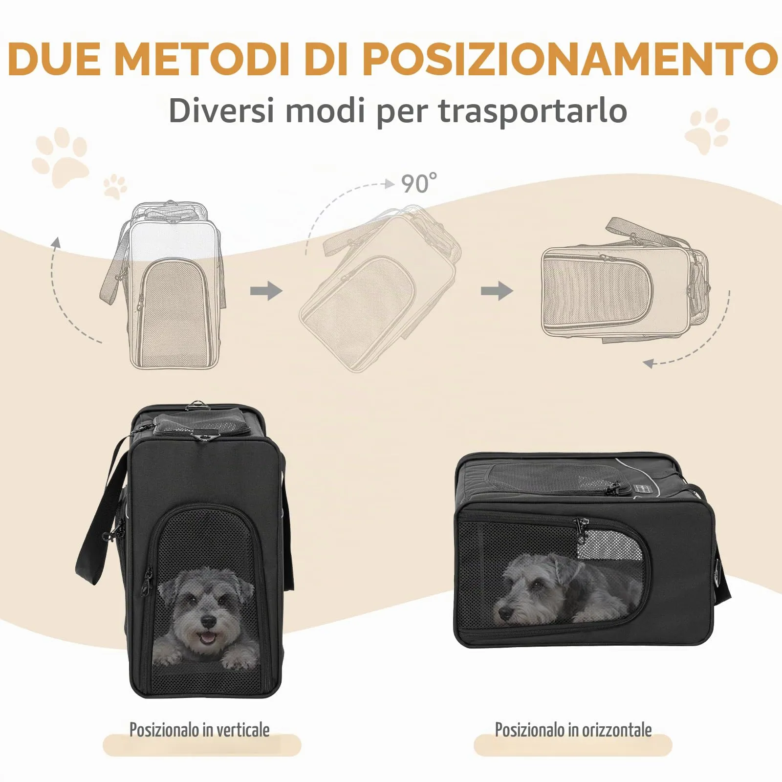 Petsfit Borsa Trasportino per Cani e Gatti da Aereo, 55 x 40 x 23 cm - immagine 2