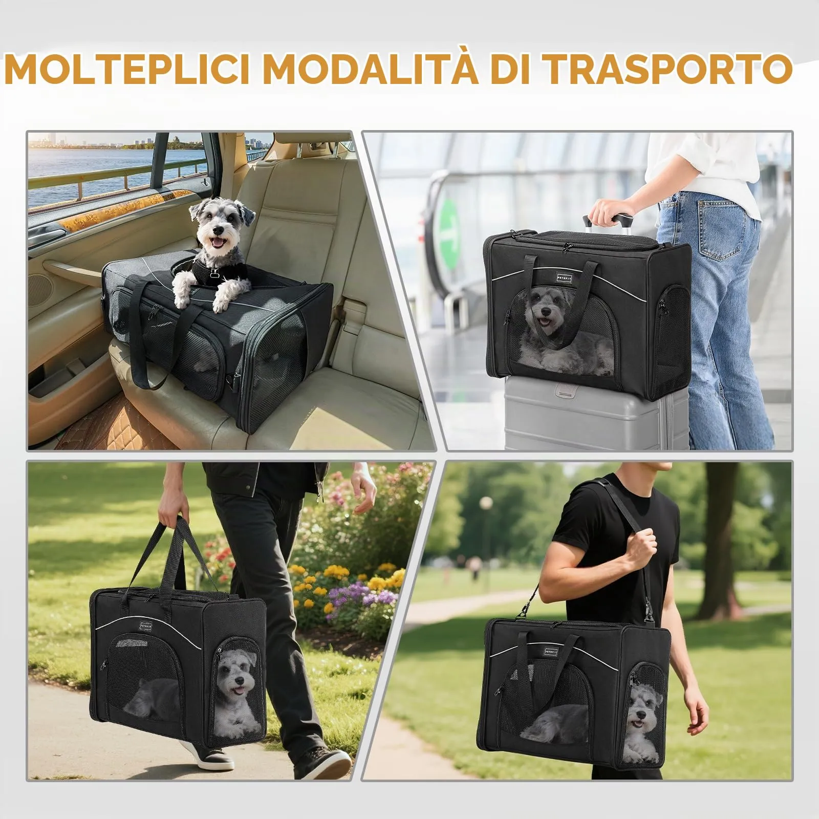 Petsfit Borsa Trasportino per Cani e Gatti da Aereo, 55 x 40 x 23 cm - immagine 8