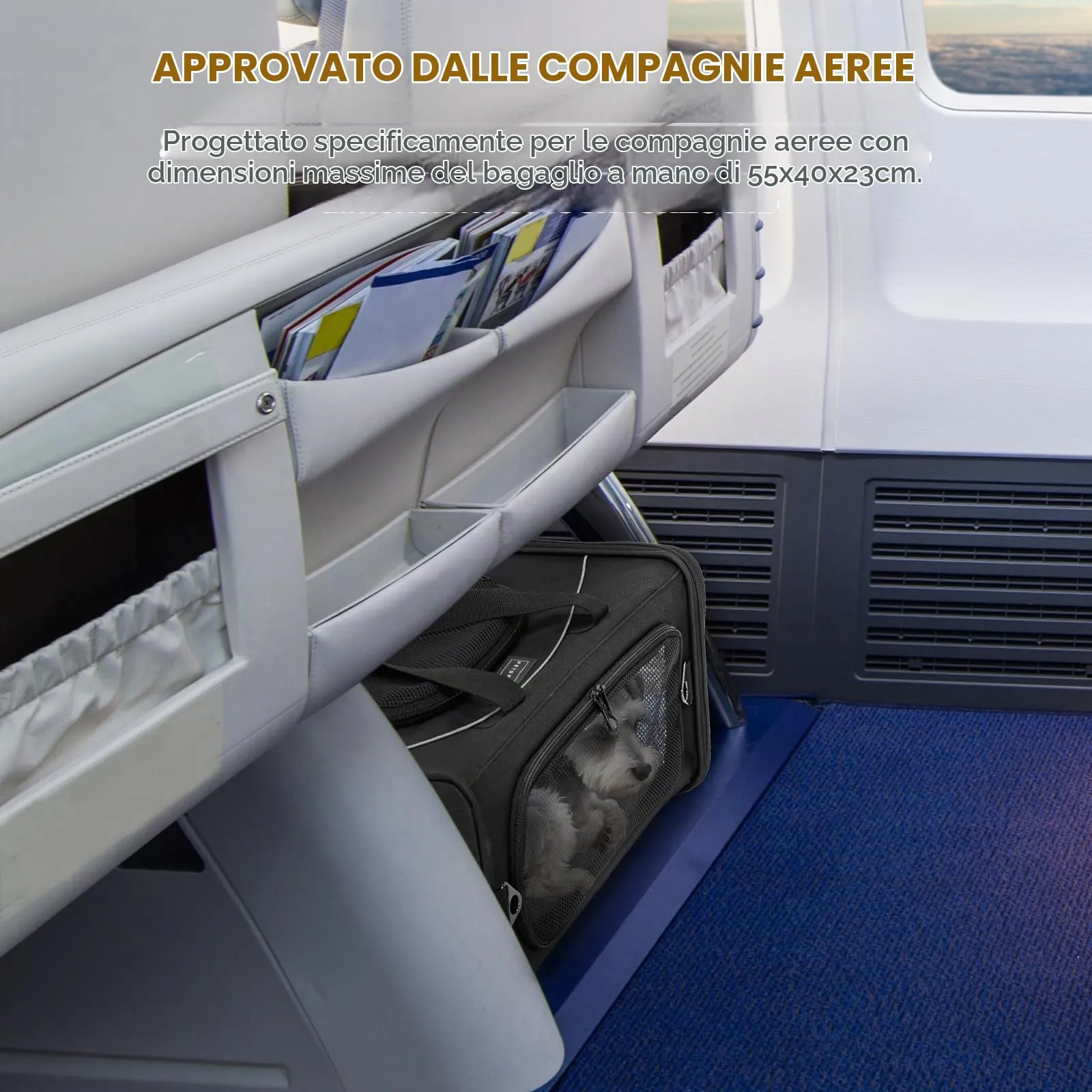 Petsfit Borsa Trasportino per Cani e Gatti da Aereo, 55 x 40 x 23 cm - immagine 9