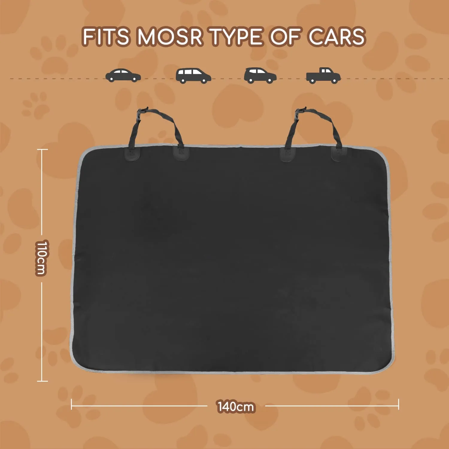 Nobleza Coprisedili Auto Posteriore per Cani in Panno Oxford Impermeabile Antigraffiato e Antiscivolo, Nero, 140 × 110 cm - immagine 2