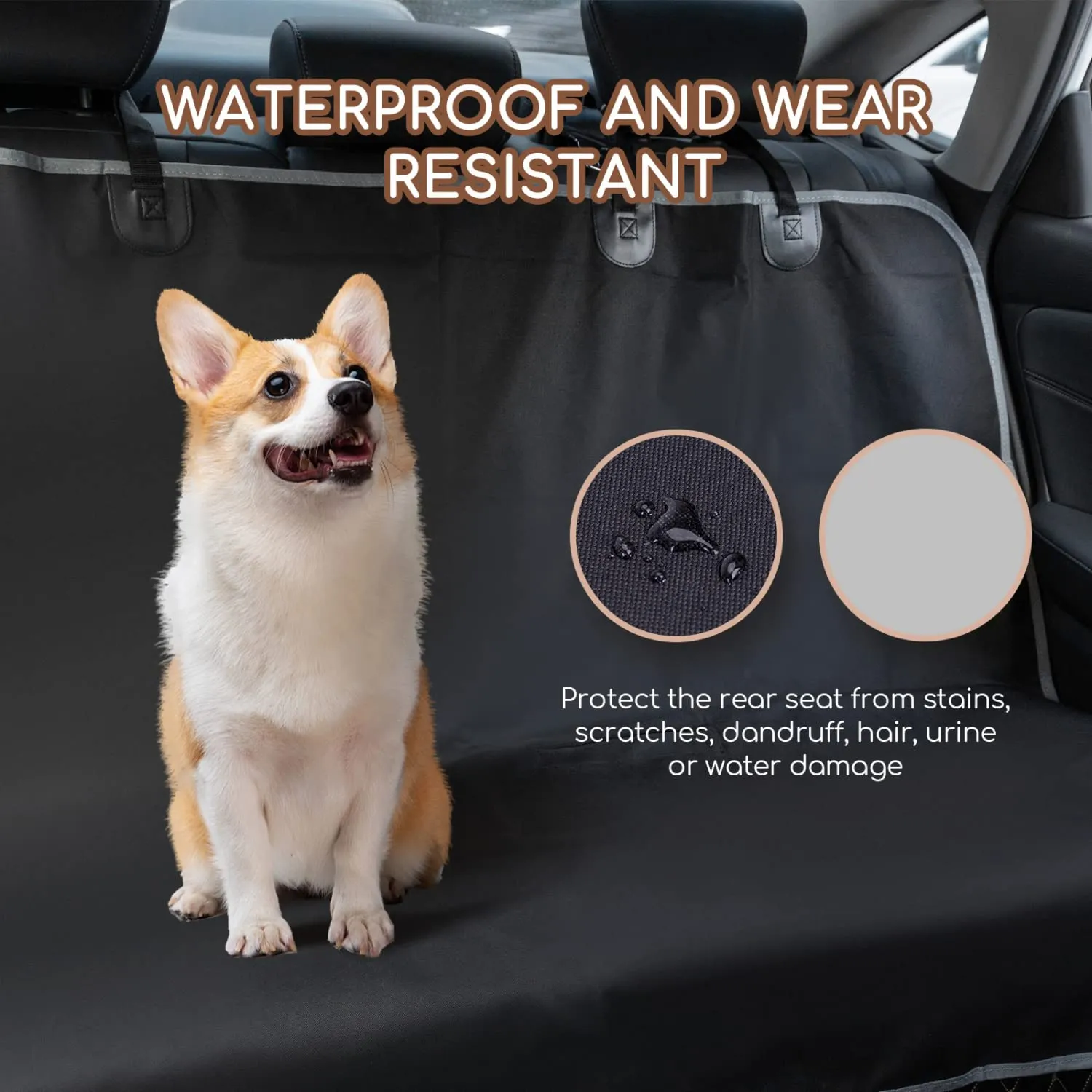 Nobleza Coprisedili Auto Posteriore per Cani in Panno Oxford Impermeabile Antigraffiato e Antiscivolo, Nero, 140 × 110 cm - immagine 3