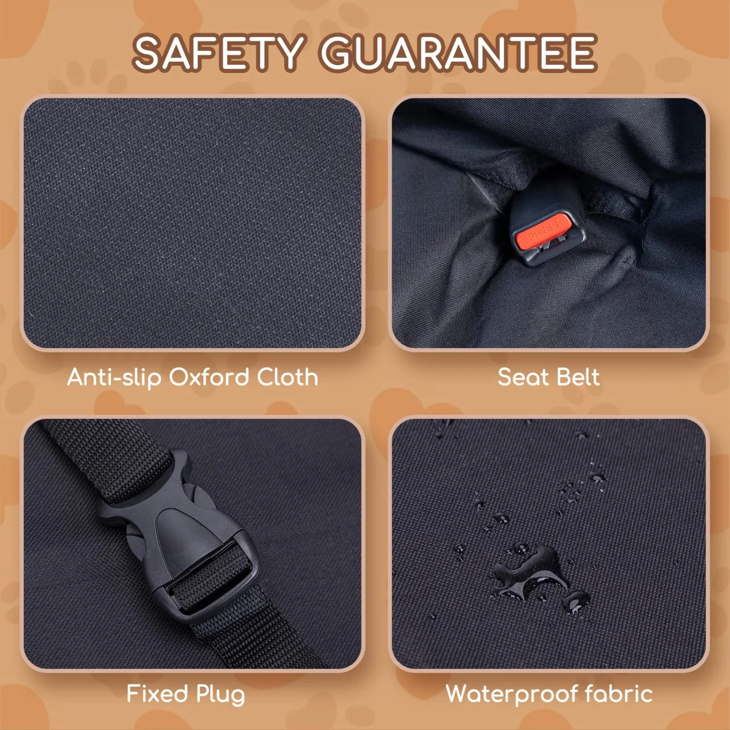 Nobleza Coprisedili Auto Posteriore per Cani in Panno Oxford Impermeabile Antigraffiato e Antiscivolo, Nero, 140 × 110 cm - immagine 4