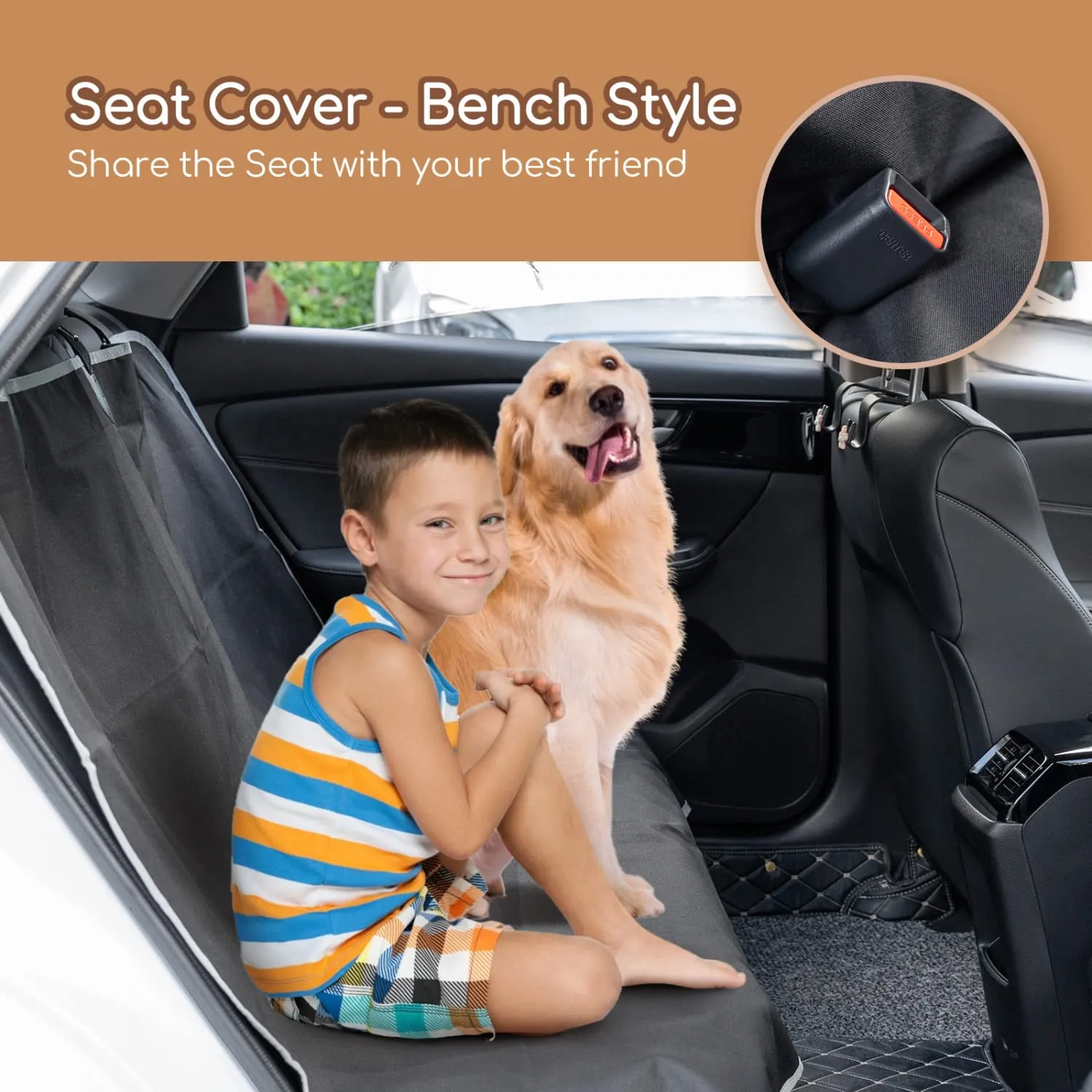 Nobleza Coprisedili Auto Posteriore per Cani in Panno Oxford Impermeabile Antigraffiato e Antiscivolo, Nero, 140 × 110 cm - immagine 5
