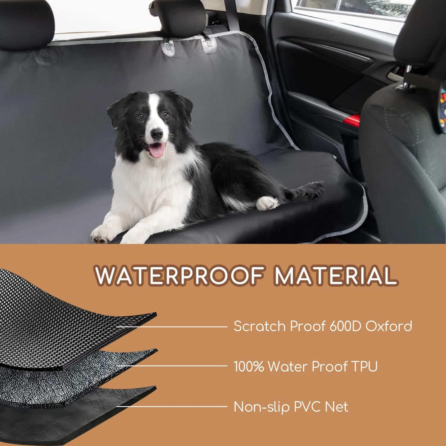Nobleza Coprisedili Auto Posteriore per Cani in Panno Oxford Impermeabile Antigraffiato e Antiscivolo, Nero, 140 × 110 cm - immagine 7
