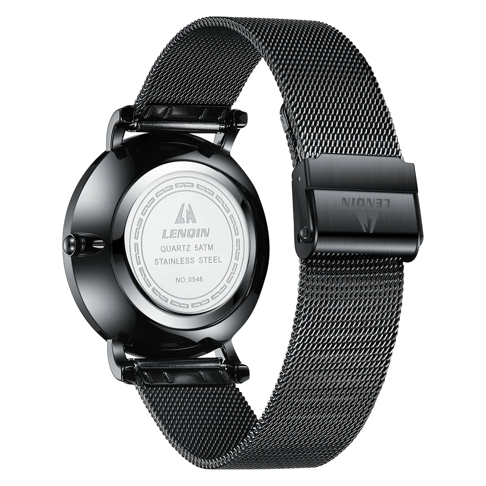 LN LENQIN Orologio Uomo Analogico Quarzo in Acciaio Inossidabile Impermeabile Business - immagine 2