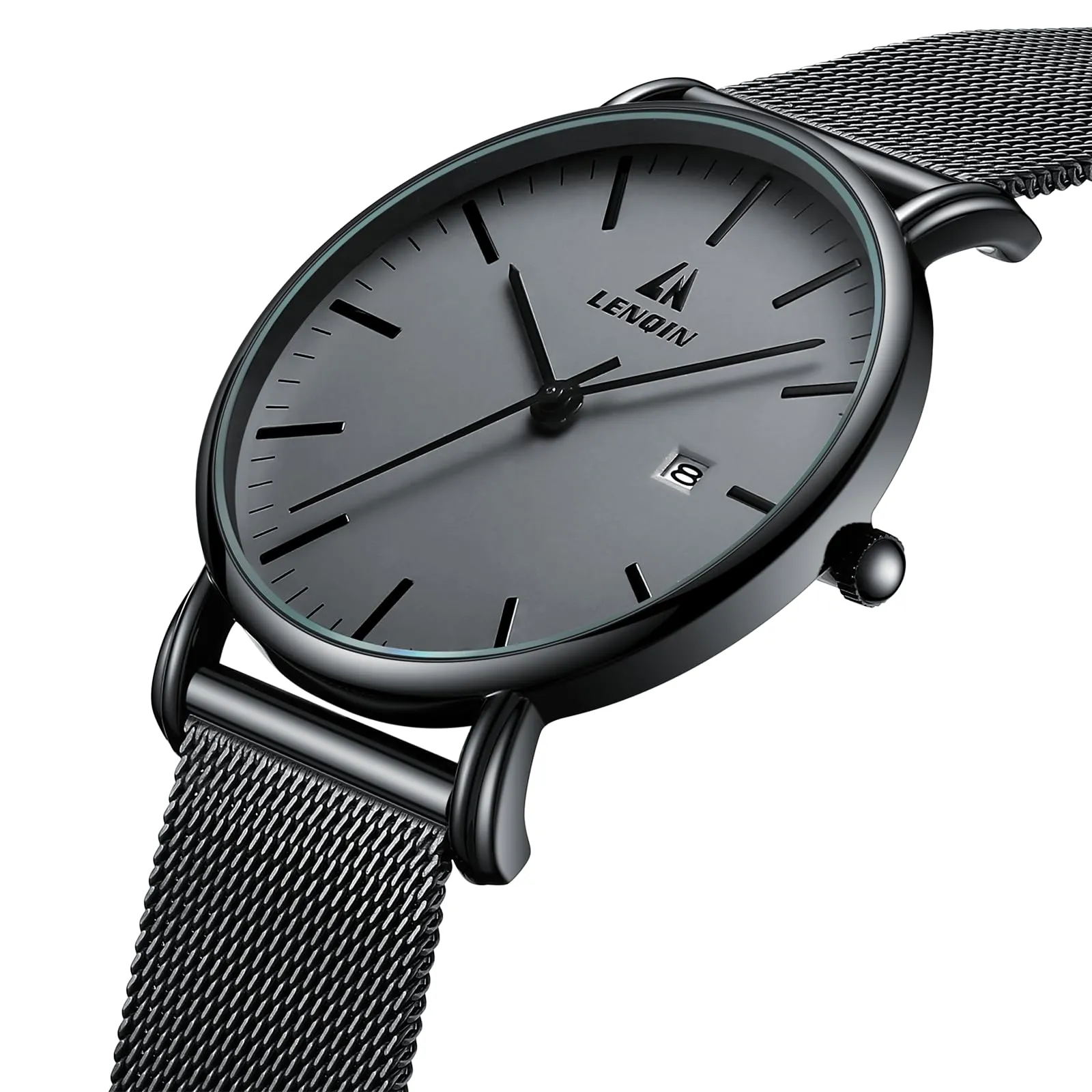 LN LENQIN Orologio Uomo Analogico Quarzo in Acciaio Inossidabile Impermeabile Business - immagine 3