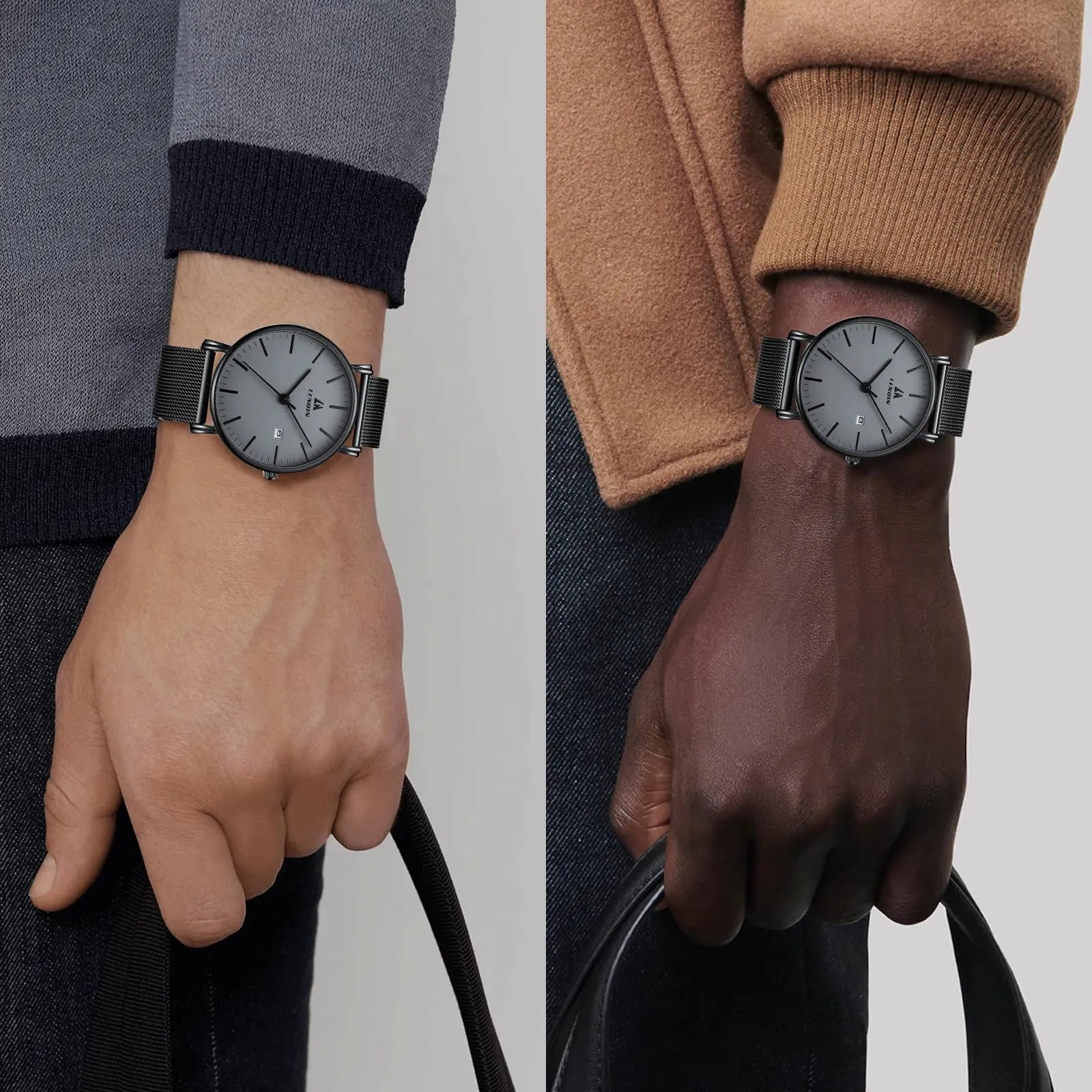 LN LENQIN Orologio Uomo Analogico Quarzo in Acciaio Inossidabile Impermeabile Business - immagine 6