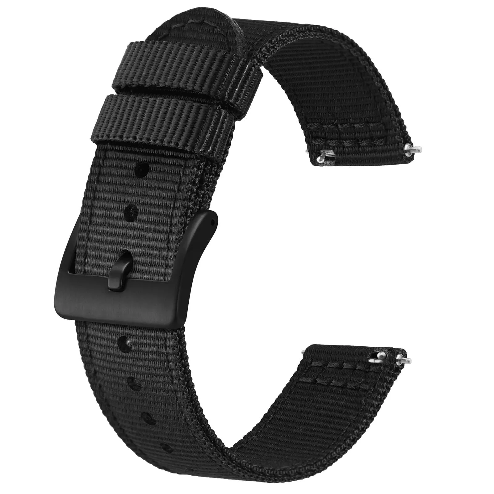BISONSTRAP Cinturino in Nylon da Uomo per Orologi Militari, Sgancio Rapido, 20mm, Nero - immagine 1