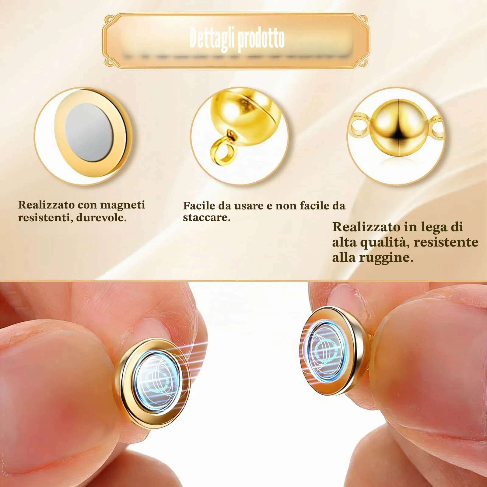MAXMURYS Chiusure Magnetiche per Braccialetti e Collane, Set da 52 Pezzi (26 Dorate e 26 Argentate), 8mm - immagine 3