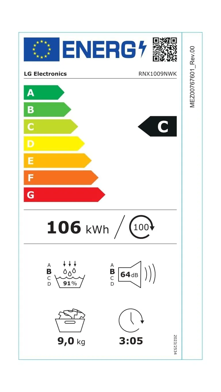 LG RNX1009NWK Asciugatrice 9 kg a Pompa di Calore Wi-Fi Bianco - immagine 13