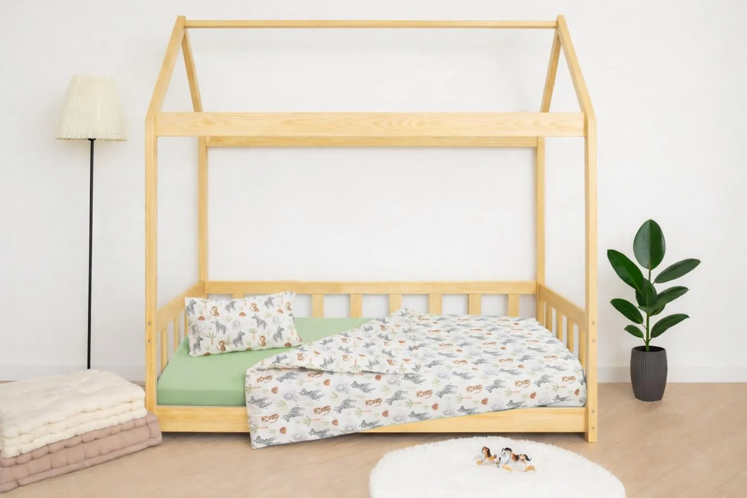 Lovely Hippo Set Letto 80x160cm 3 Pezzi Savana: Lenzuolo con Angoli 80x160cm, Copripiumino 120x170cm, Federa 40x60cm, 100% Cotone - immagine 2