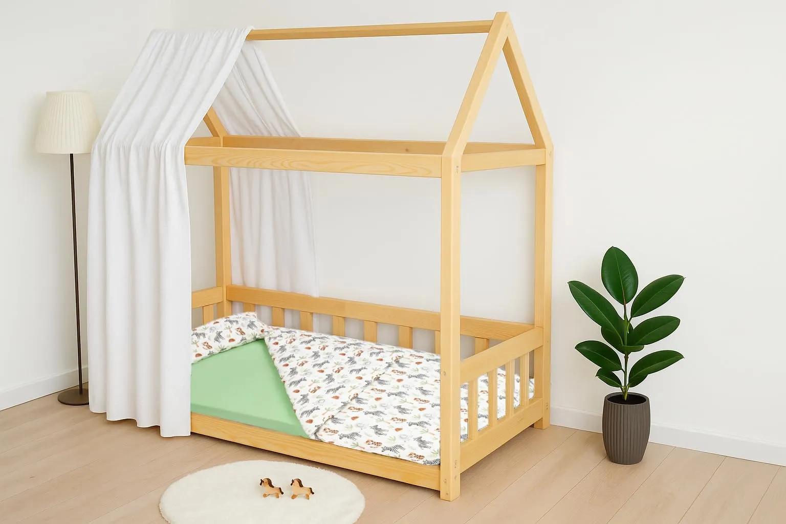 Lovely Hippo Set Letto 80x160cm 3 Pezzi Savana: Lenzuolo con Angoli 80x160cm, Copripiumino 120x170cm, Federa 40x60cm, 100% Cotone - immagine 4