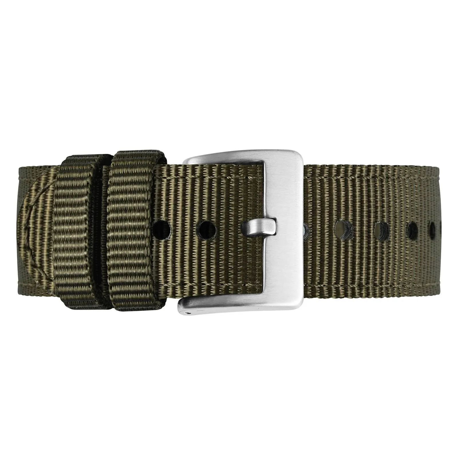 BISONSTRAP Cinturino in Nylon da Uomo per Orologi Militari, Sgancio Rapido, 24mm, Verde Militare (Fibbia Argento) - immagine 9