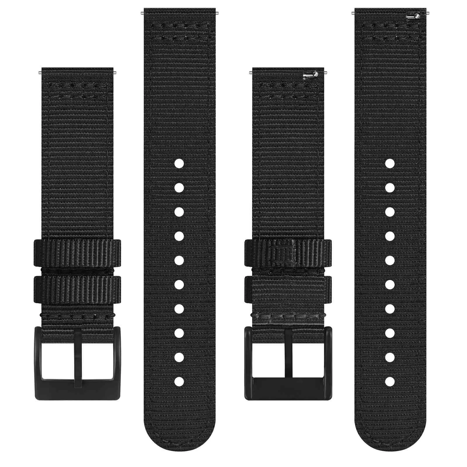 BISONSTRAP Cinturino in Nylon da Uomo per Orologi Militari, Sgancio Rapido, 24mm, Nero (Fibbia Nera) - immagine 3