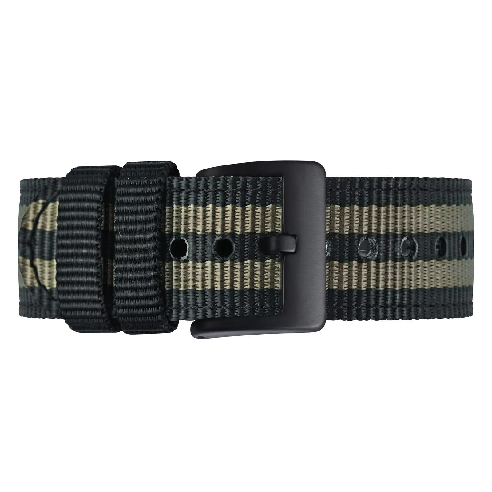 BISONSTRAP Cinturino in Nylon da Uomo per Orologi Militari, Sgancio Rapido, Fibbia Spazzolata, 18mm, Nero+Grigio (Fibbia Nera) - immagine 9