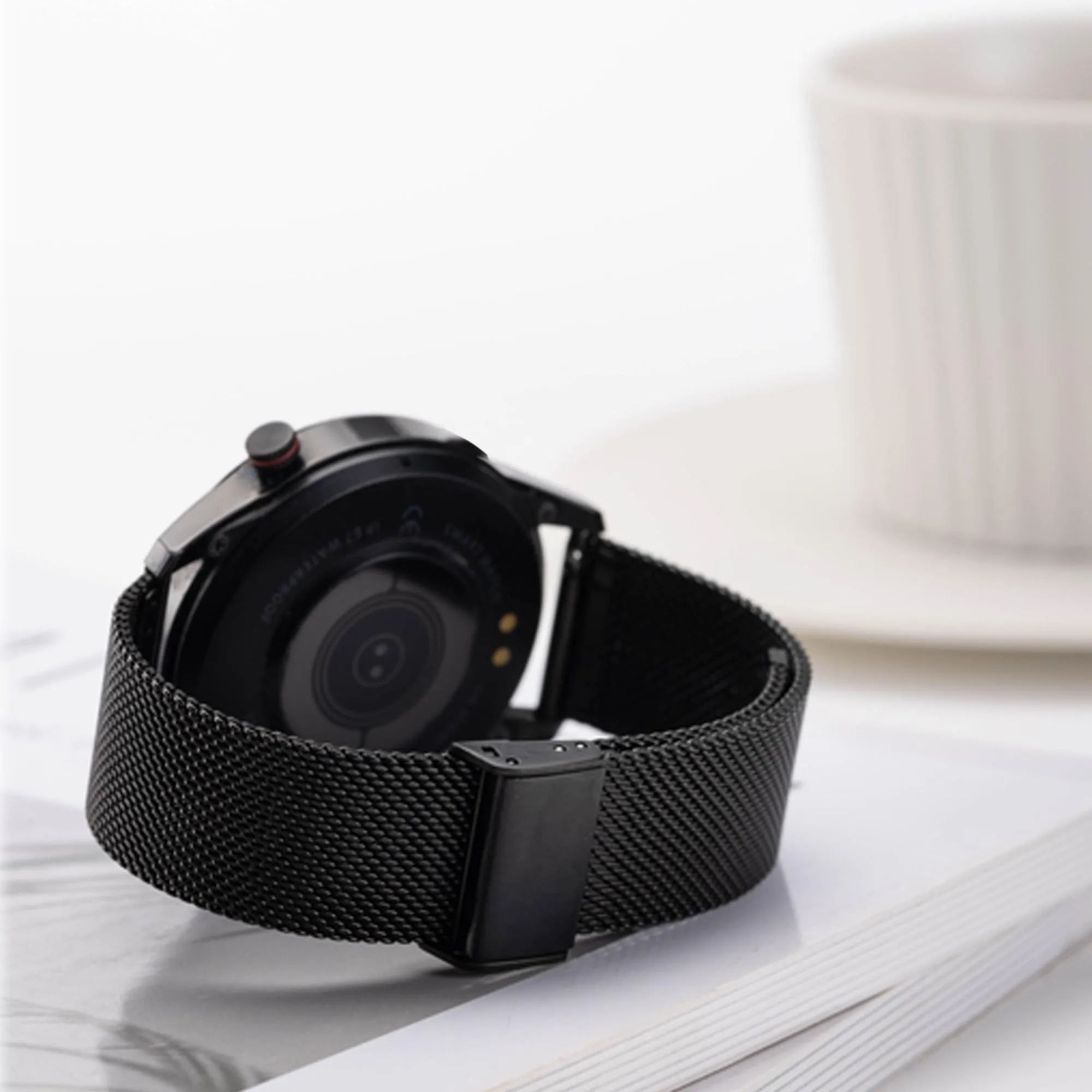 AidorMax Cinturino in Acciaio Inossidabile a Maglia 22 mm, Regolabile a Sgancio Rapido, Nero - immagine 5
