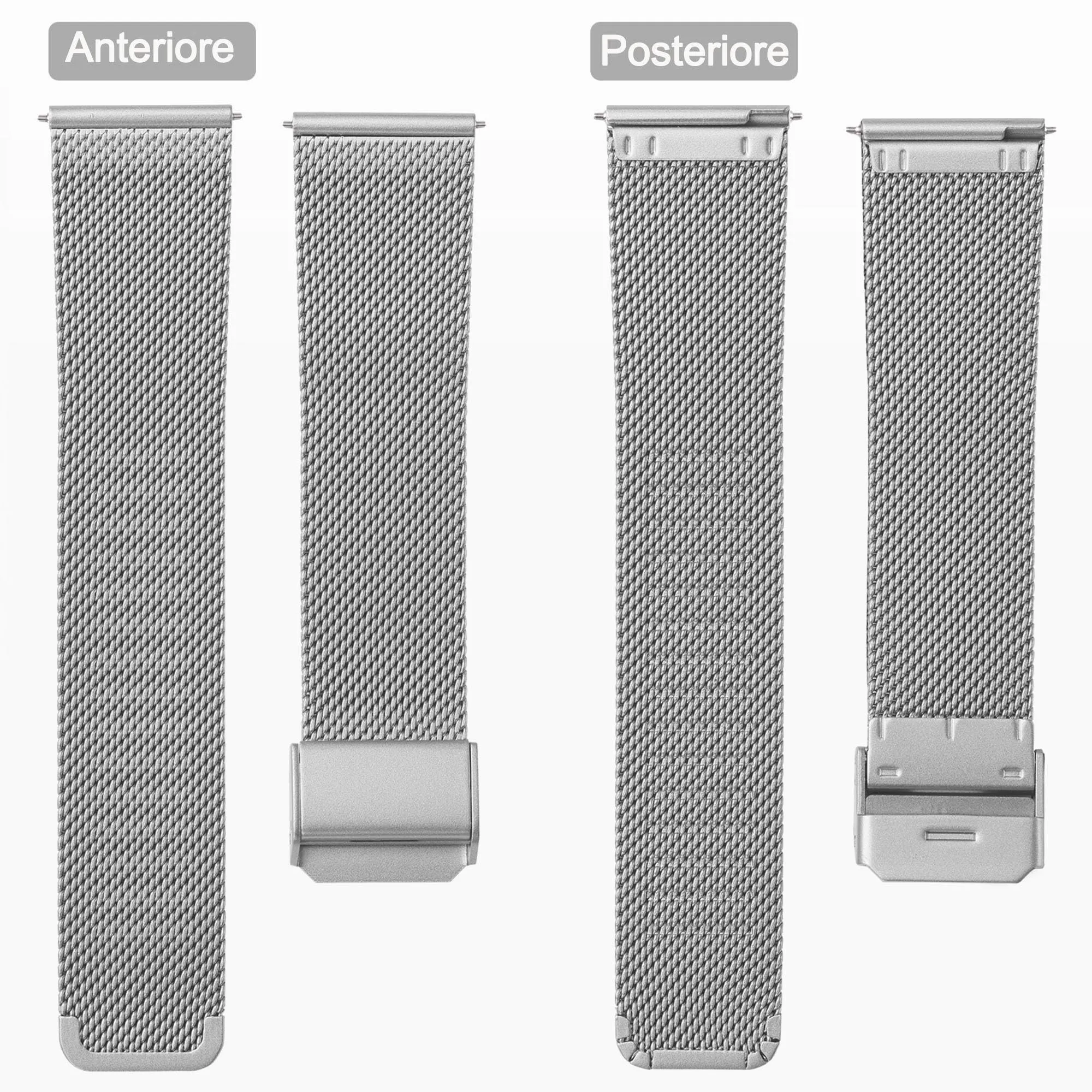 AidorMax Cinturino in Acciaio Inossidabile a Maglia Sottile, 20 mm, Argento - immagine 3