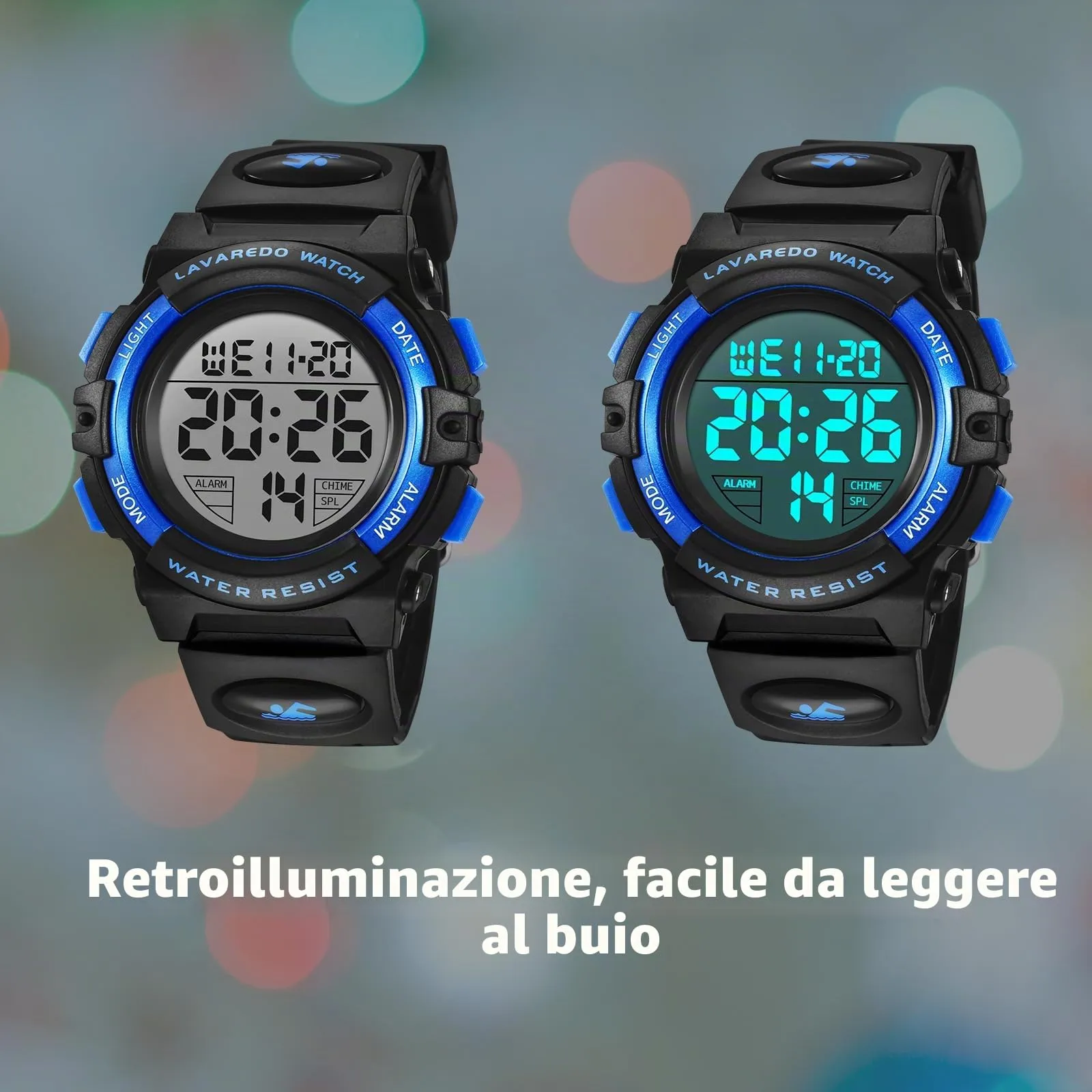 aswan watch Orologio Digitale Bambino con Sveglia e Cronometro, Blu, S/M - immagine 3