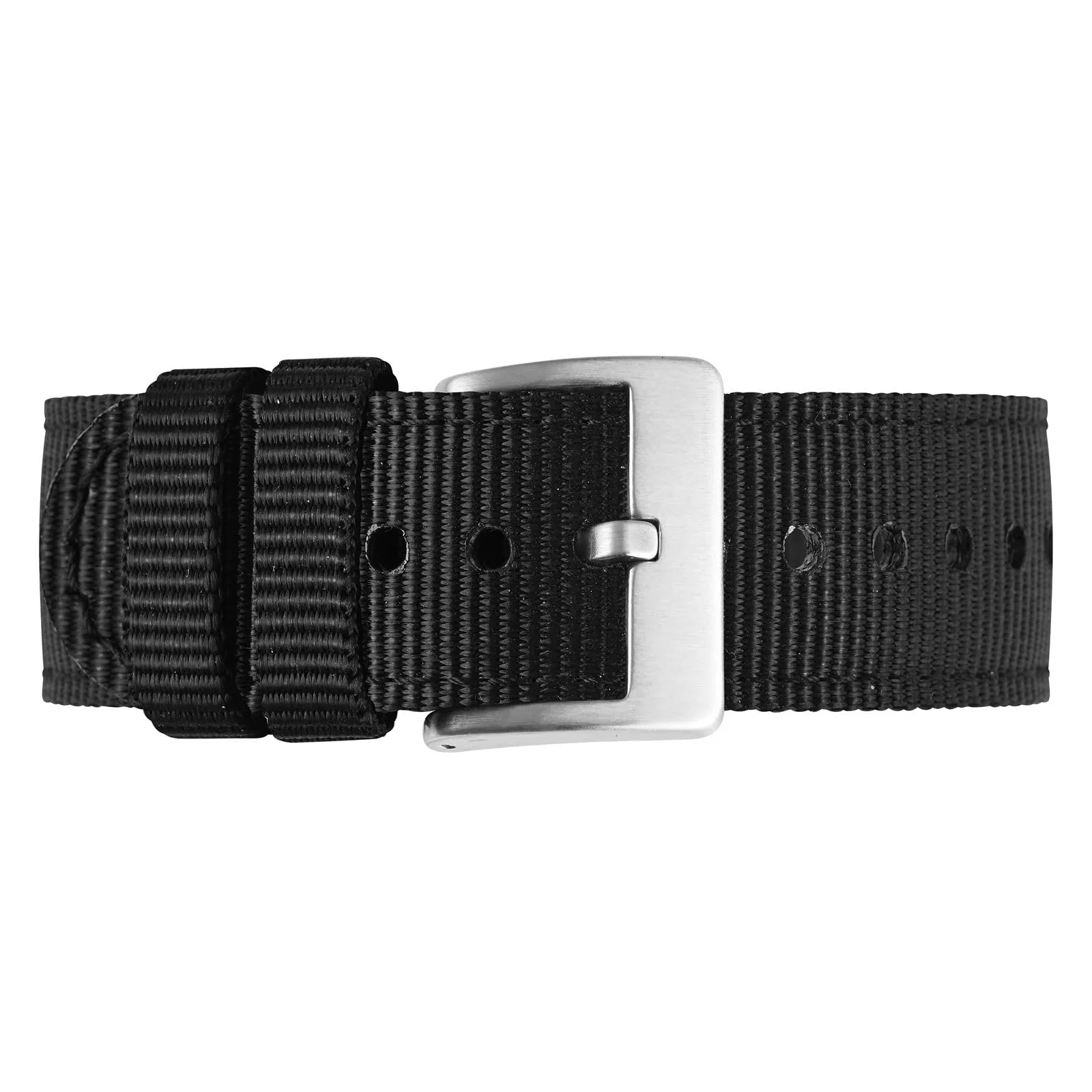 BISONSTRAP Cinturino in Nylon da Uomo per Orologi Militari, Sgancio Rapido, Fibbia Spazzolata, 22mm, Nero (Fibbia Argento) - immagine 9