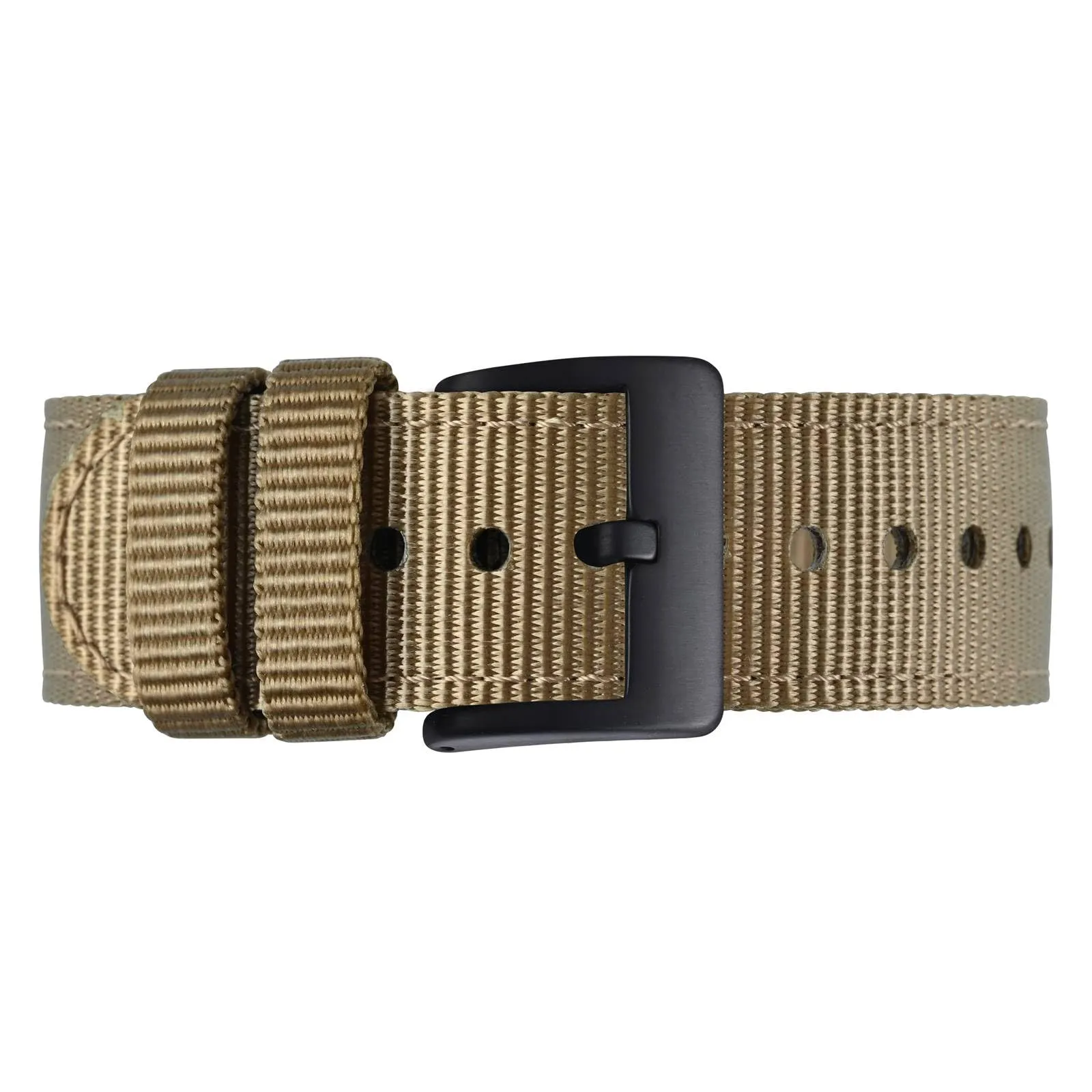BISONSTRAP Cinturino in Nylon da Uomo per Orologi Militari, Sgancio Rapido, Fibbia Spazzolata, 19mm, Kaki (Fibbia Nera) - immagine 9