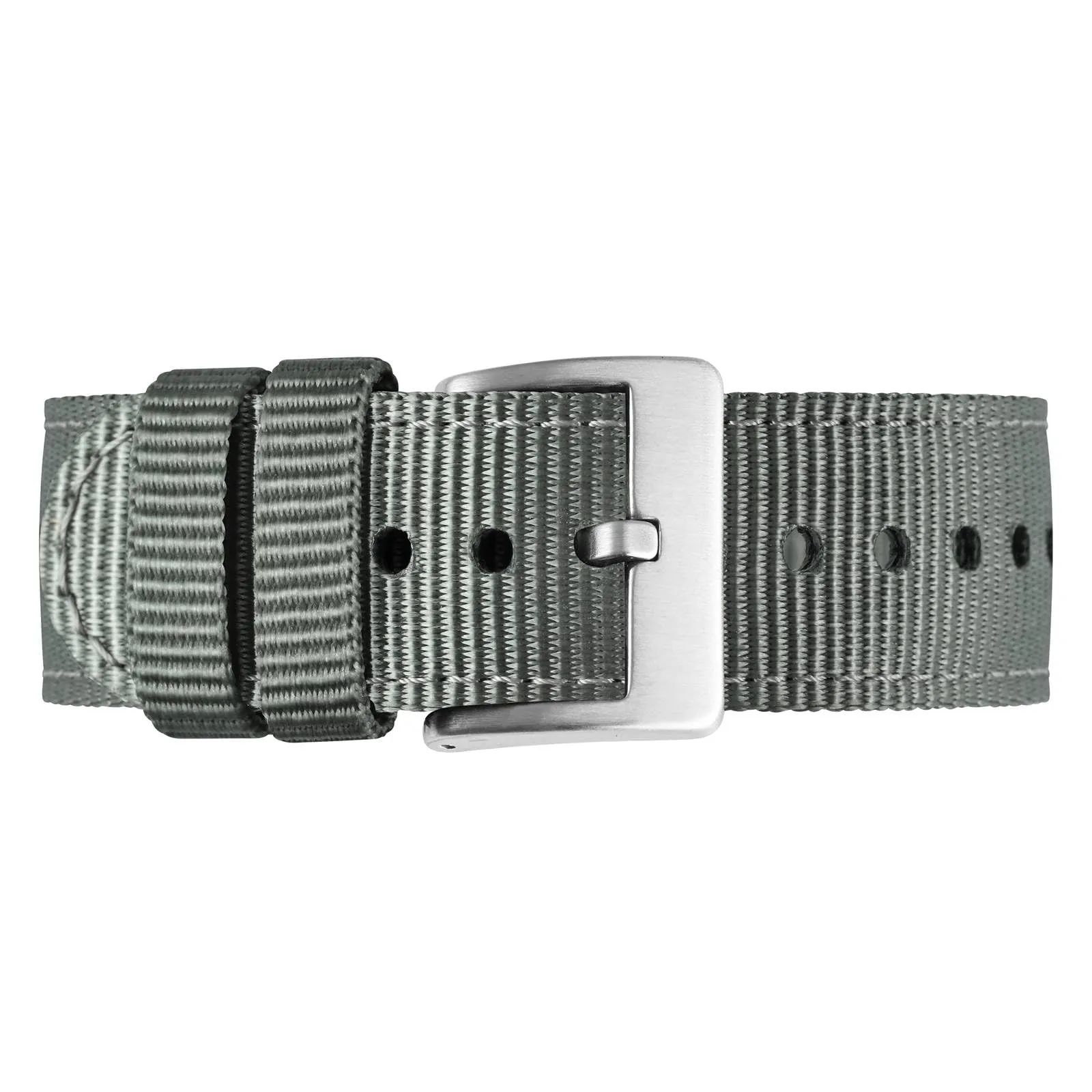 BISONSTRAP Cinturino in Nylon da Uomo per Orologi Militari, Sgancio Rapido, Fibbia Spazzolata, 18mm, Grigio - immagine 9
