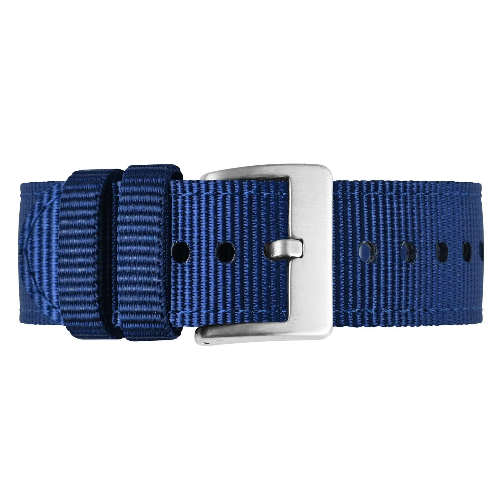 BISONSTRAP Cinturino in Nylon da Uomo per Orologi Militari, Sgancio Rapido, Fibbia Spazzolata, 19mm, Blu (Fibbia Argento) - immagine 9