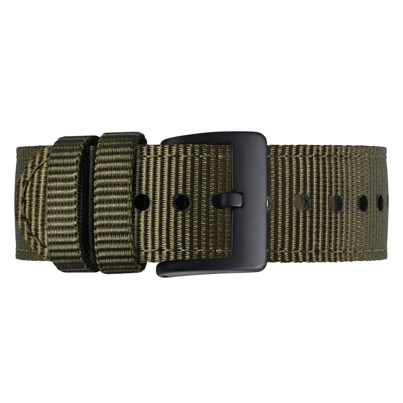 BISONSTRAP Cinturino in Nylon da Uomo per Orologi Militari, Sgancio Rapido, 24mm, Verde Militare (Fibbia Nera) - immagine 9