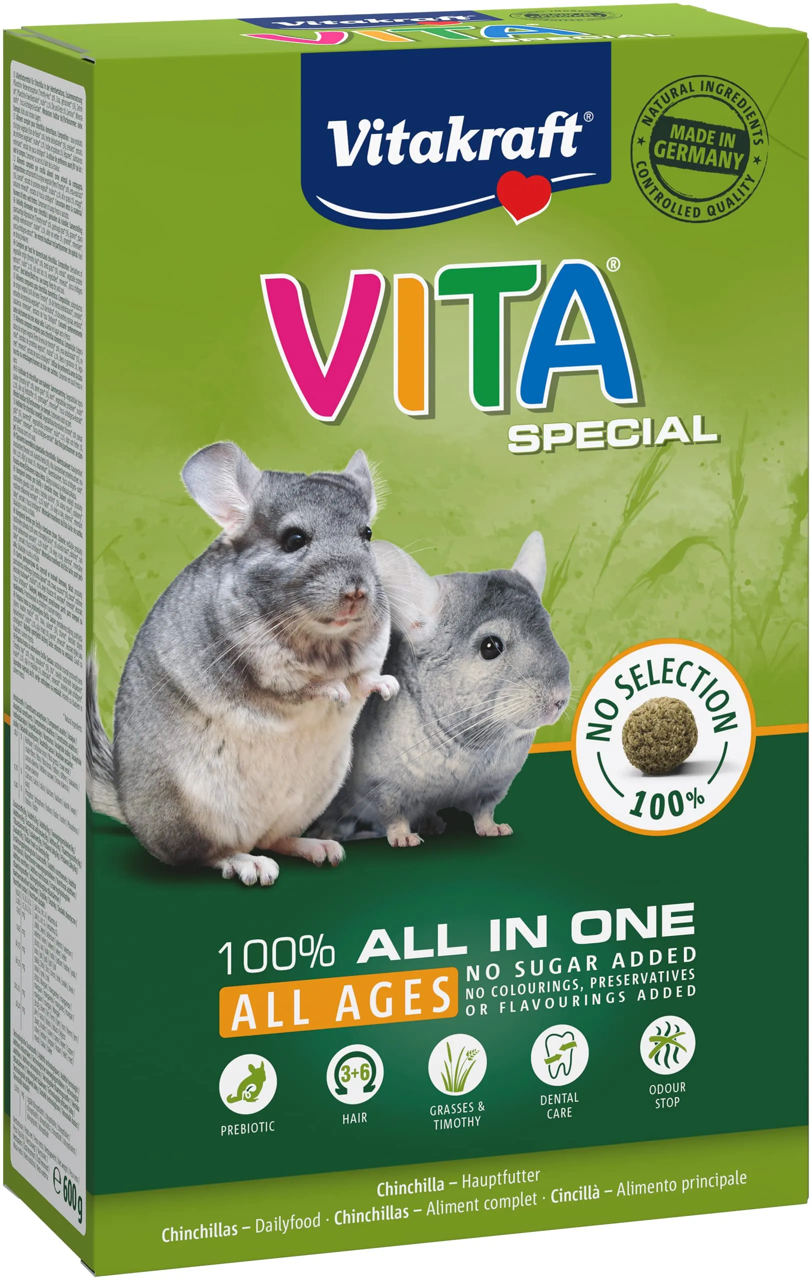 Vitakraft Vita Special Mangime per Cincillà Erbe Aromatiche, All Ages, 600g - immagine 1