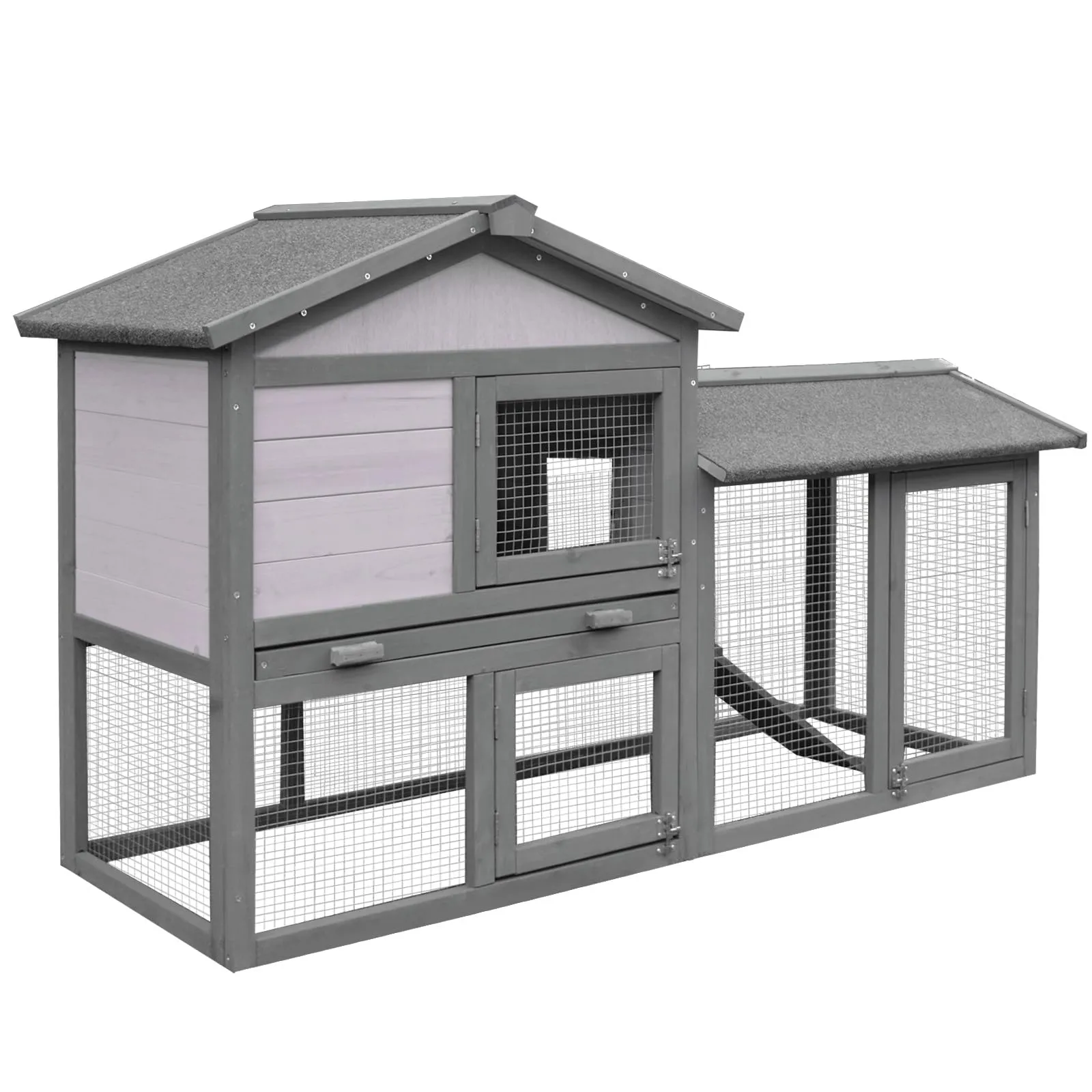 PawHut Conigliera Gabbia per Conigli da Esterno con Casetta 147x54x84cm - immagine 1