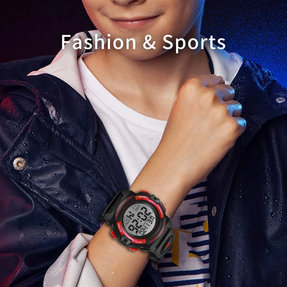 aswan watch Orologio Digitale Bambino con Sveglia e Cronometro, Blu S/M - immagine 4