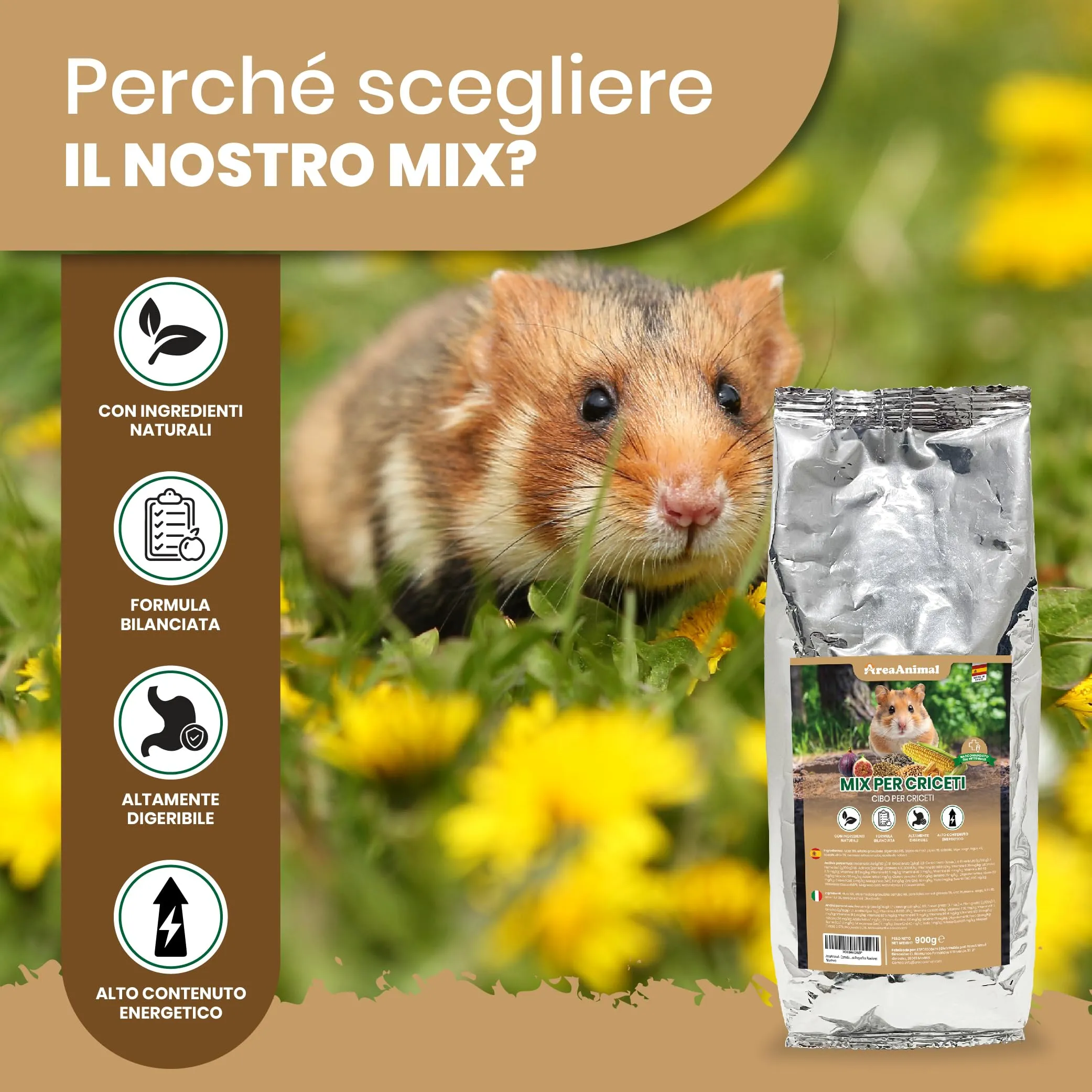 AreaAnimal Mixtura per Criceti, 900g - immagine 2
