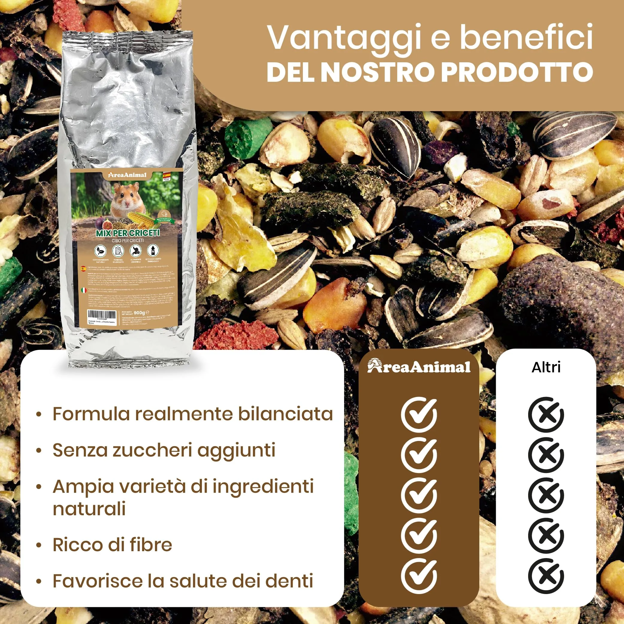 AreaAnimal Mixtura per Criceti, 900g - immagine 3