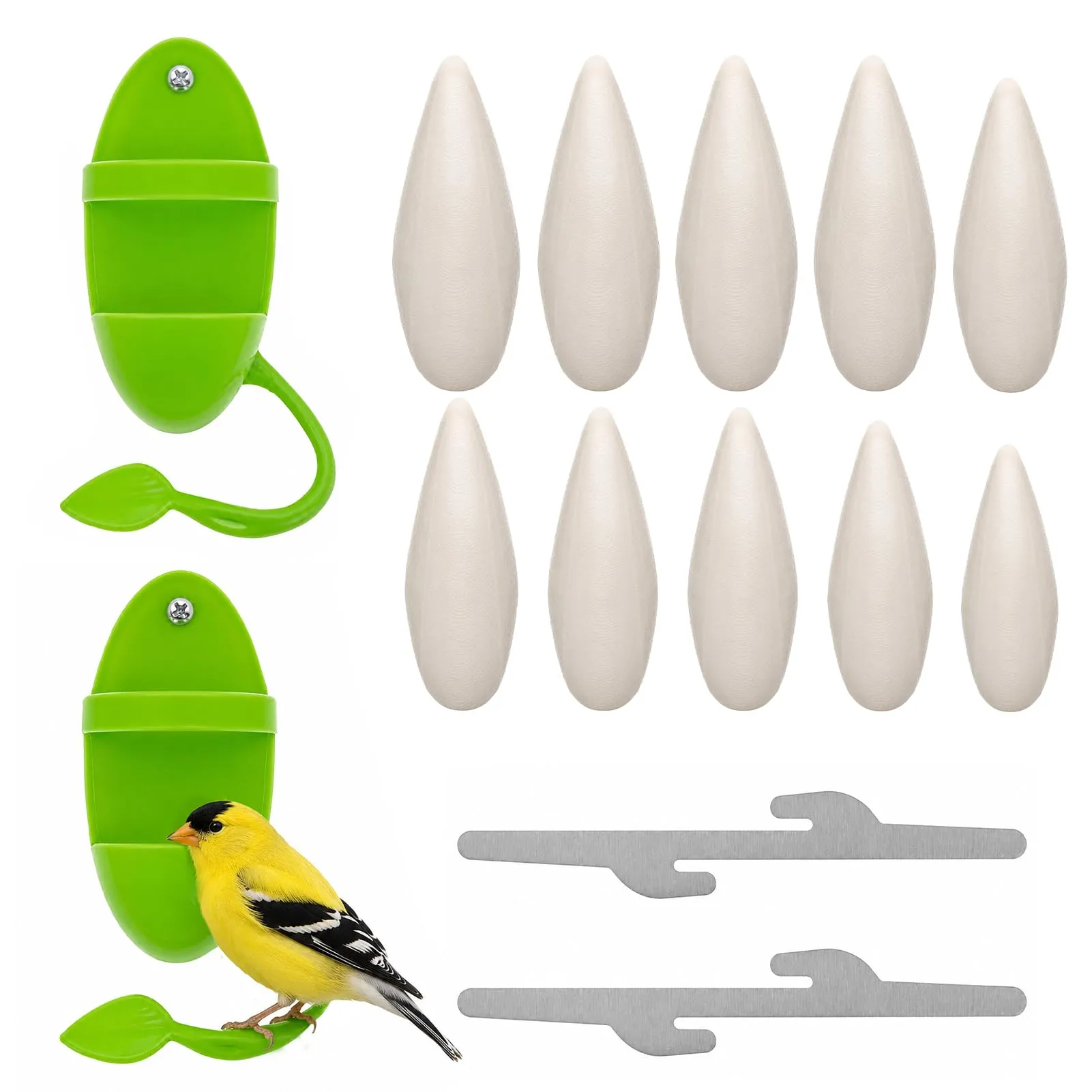 Ourdort Osso di Seppia Naturale 8-12 cm, 10 Pezzi con 2 Supporti - immagine 1